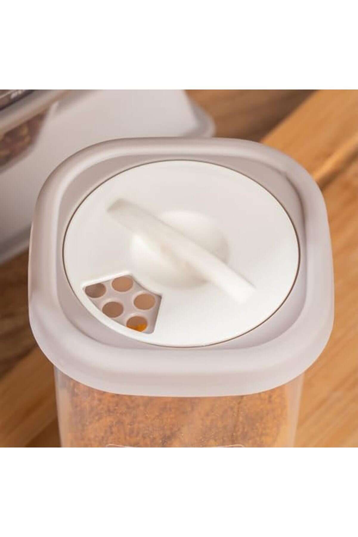 1116 Kaydırmalı Kaşıklı 360° Döner Kapaklı Eti̇ketli̇ Seti̇ - Erzak Saklama Kabı Cappucci̇no 1014773