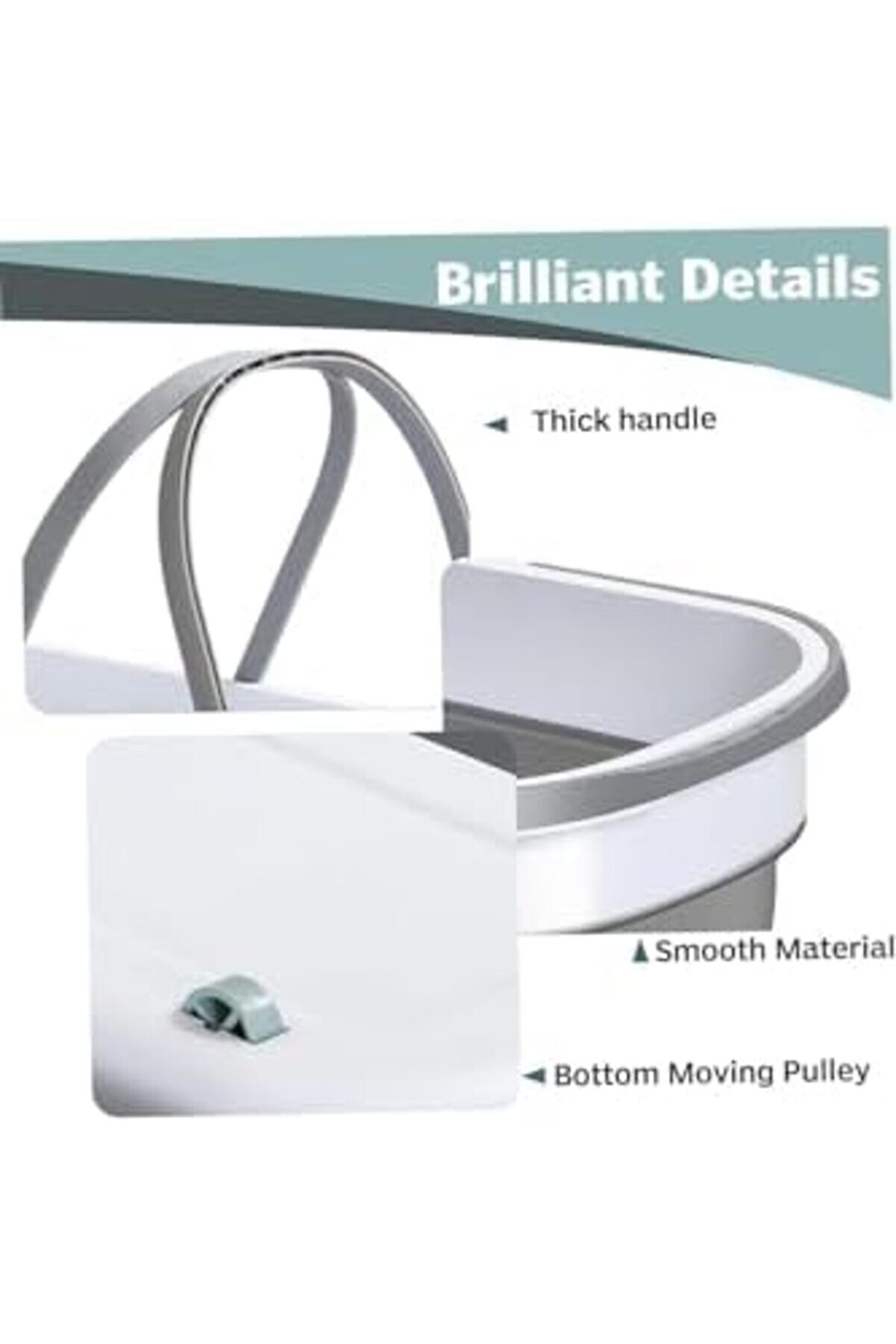 Tekerlekli̇ Büyük Katlanabi̇li̇r Çamaşır Sepeti̇ Paspas Kovası | Katlanır Kova 25 X 57 Cm 1014773