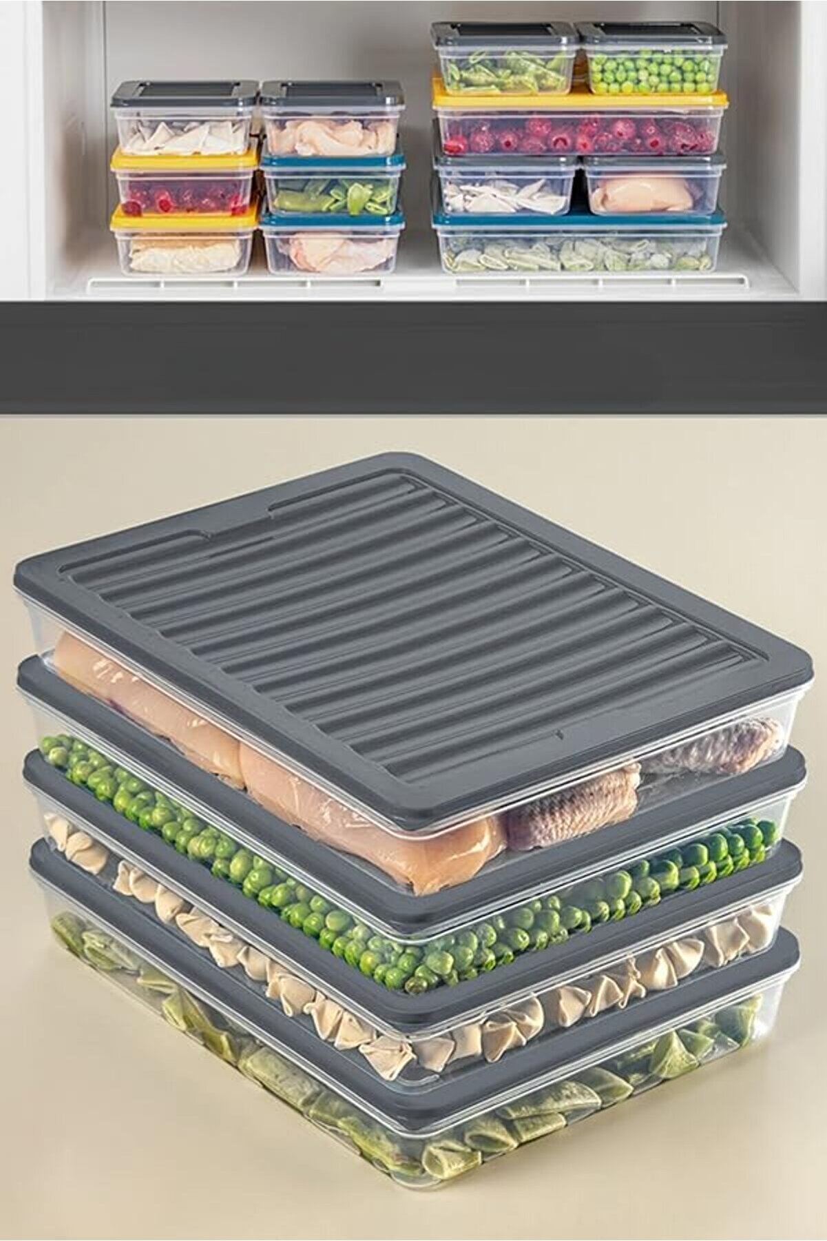 STOREMAX 4 Adet Buzdolabı Organizeri, Buzdolabı İçin Çok Amaçlı Saklama Kabı, Fresh Box, Şeffaf ve Ayarlanabi