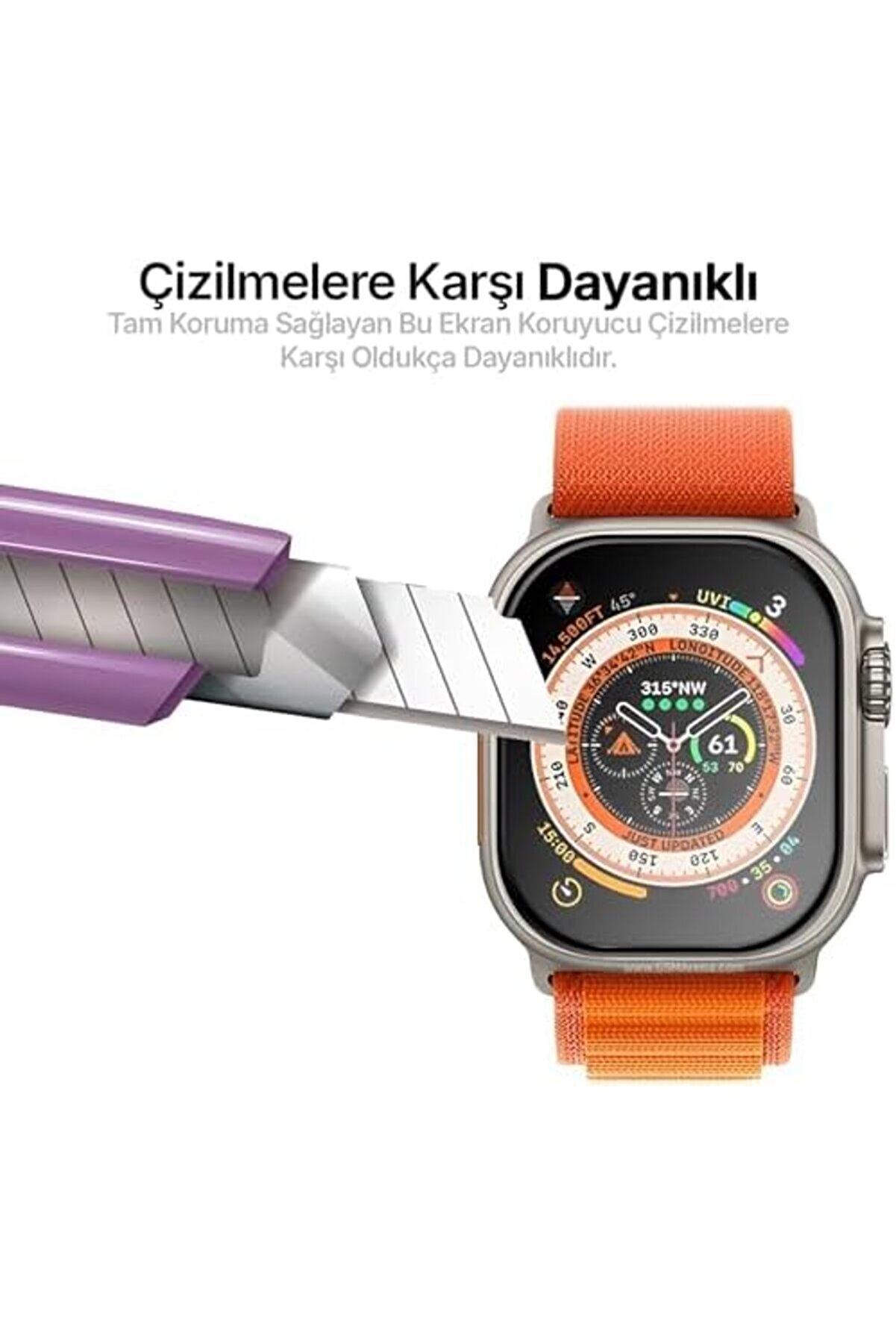 Ultra İle Uyumlu 49Mm İçi̇n Cam Ekran Darbelere Ve Çi̇zi̇lmelere Karşı Dayanıklı Ultra Güçlü Koruma 10