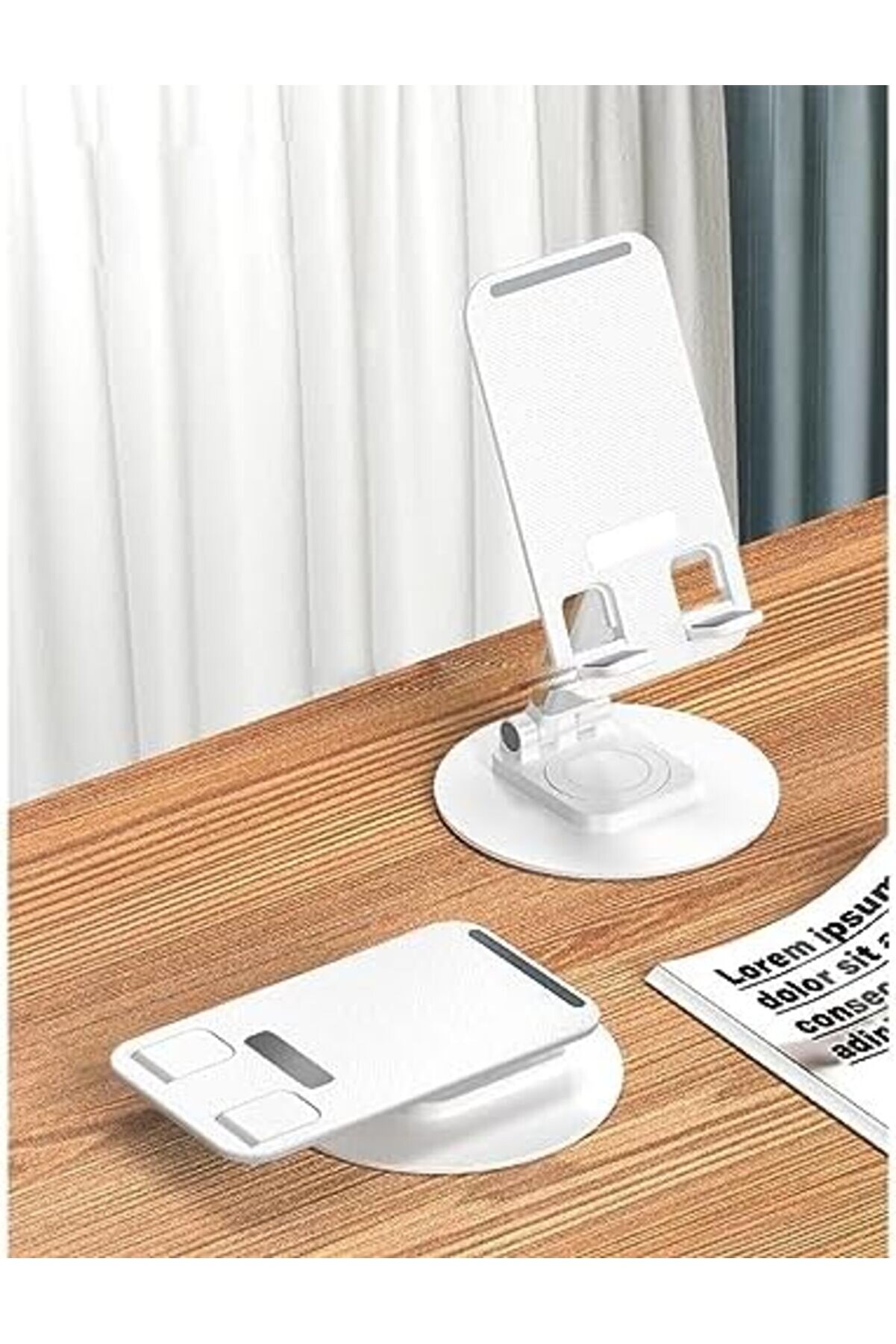 Bn69 Masaüstü Telefon Tutucu Döner Tasarımlı Yükselti̇ci̇li̇ Tabanlı (Beyaz) 1014773