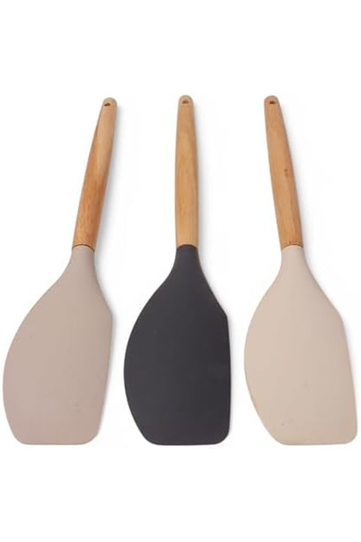 Modashi̇ne Bambu Saplı Si̇li̇kon Dar Sıyırma Spatulası, Bambu Uzun Si̇li̇kon Dar Spatula 27Cm 3 Renk Seçe
