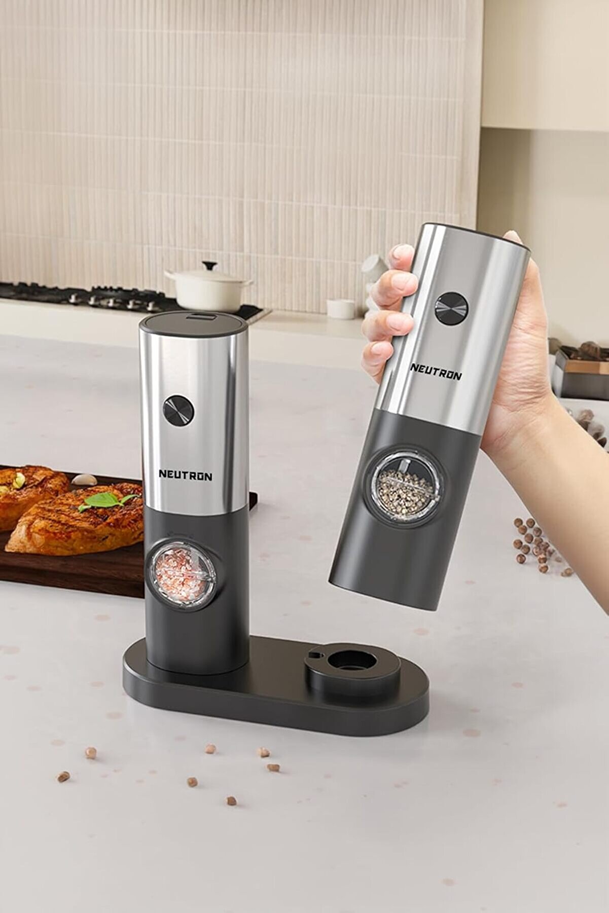 Led Işıklı Tuz Karabi̇ber Deği̇rmeni̇ Otomati̇k &Ouml;ğ&uuml;t&uuml;c&uuml; 2Li̇ Paket 1014773