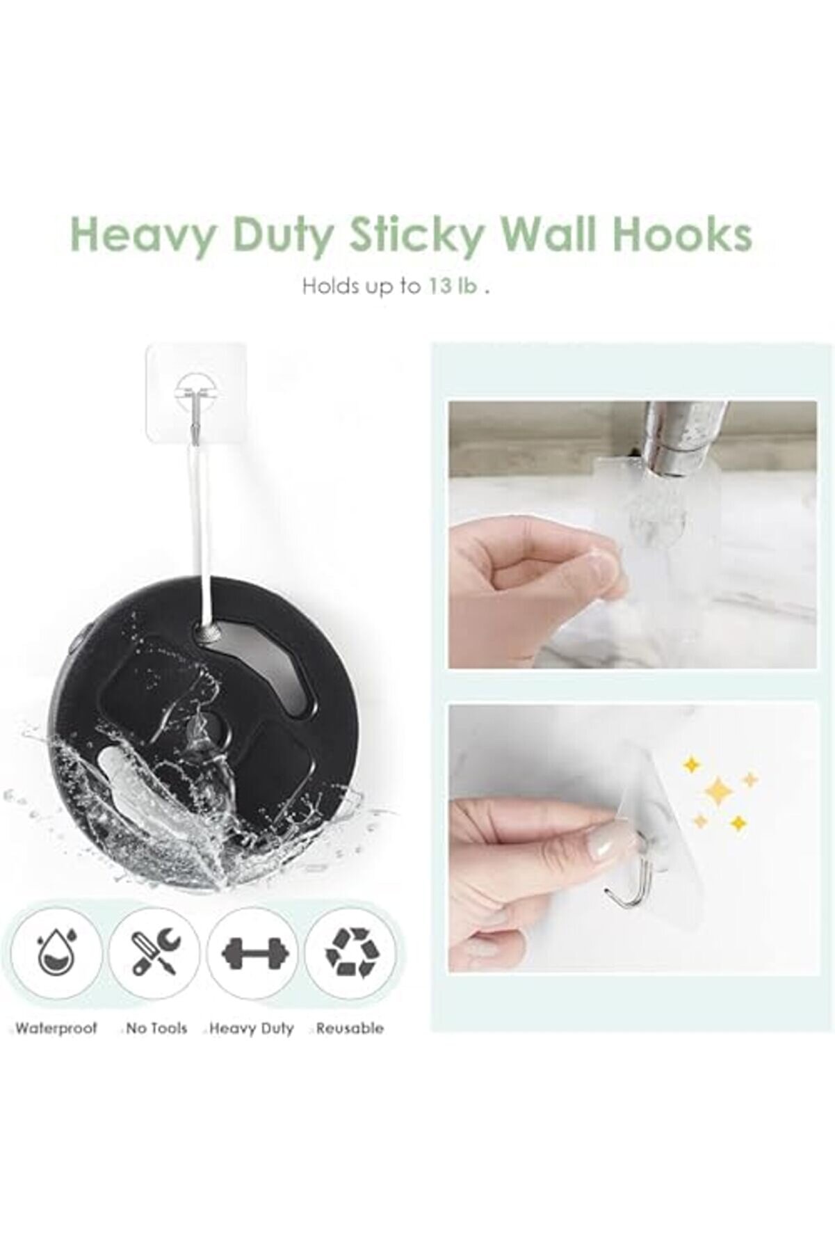 10 Adet Şeffaf Duvar Askısı İz Bırakmayan Güçlü Yapışkanlı Kapı Arkası Mutfak Düzenleyi̇ci̇ Metal Kanc