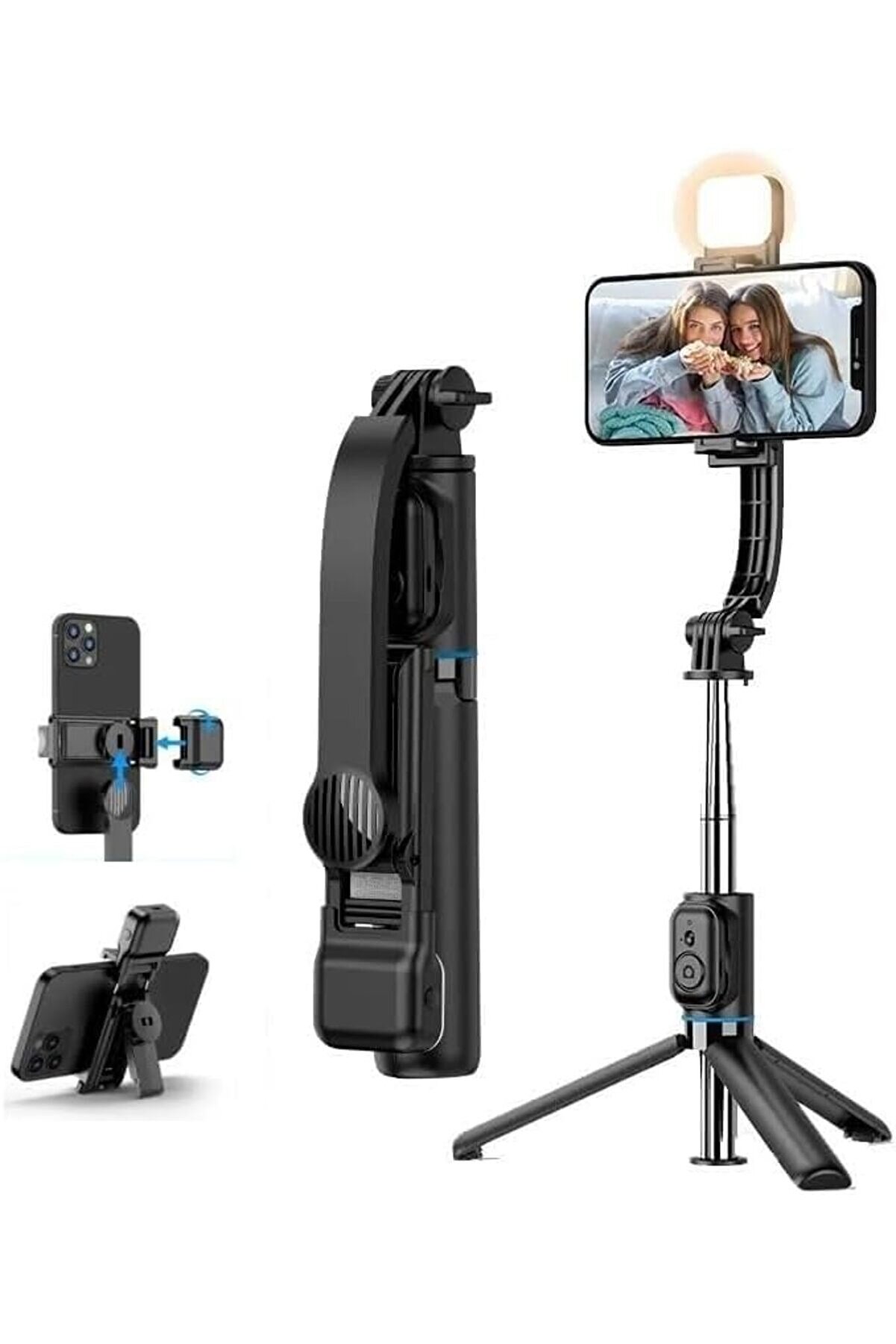STOREMAX mrtshoppng C01s Çok Amaçlı Işıklı Selfie Çubuğu Masa Üstü Tripod Kumandalı Selfie Dolgu Işığı Dahil