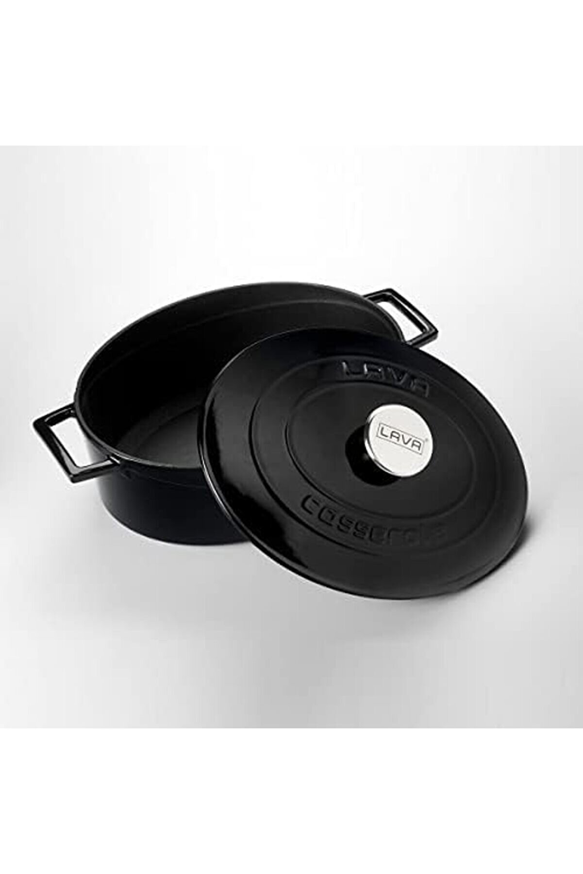 Modashi̇ne Metal Oval Döküm Tencere, 29 Cm, 4.67 L Haci̇m, Si̇yah Modascope 1014773