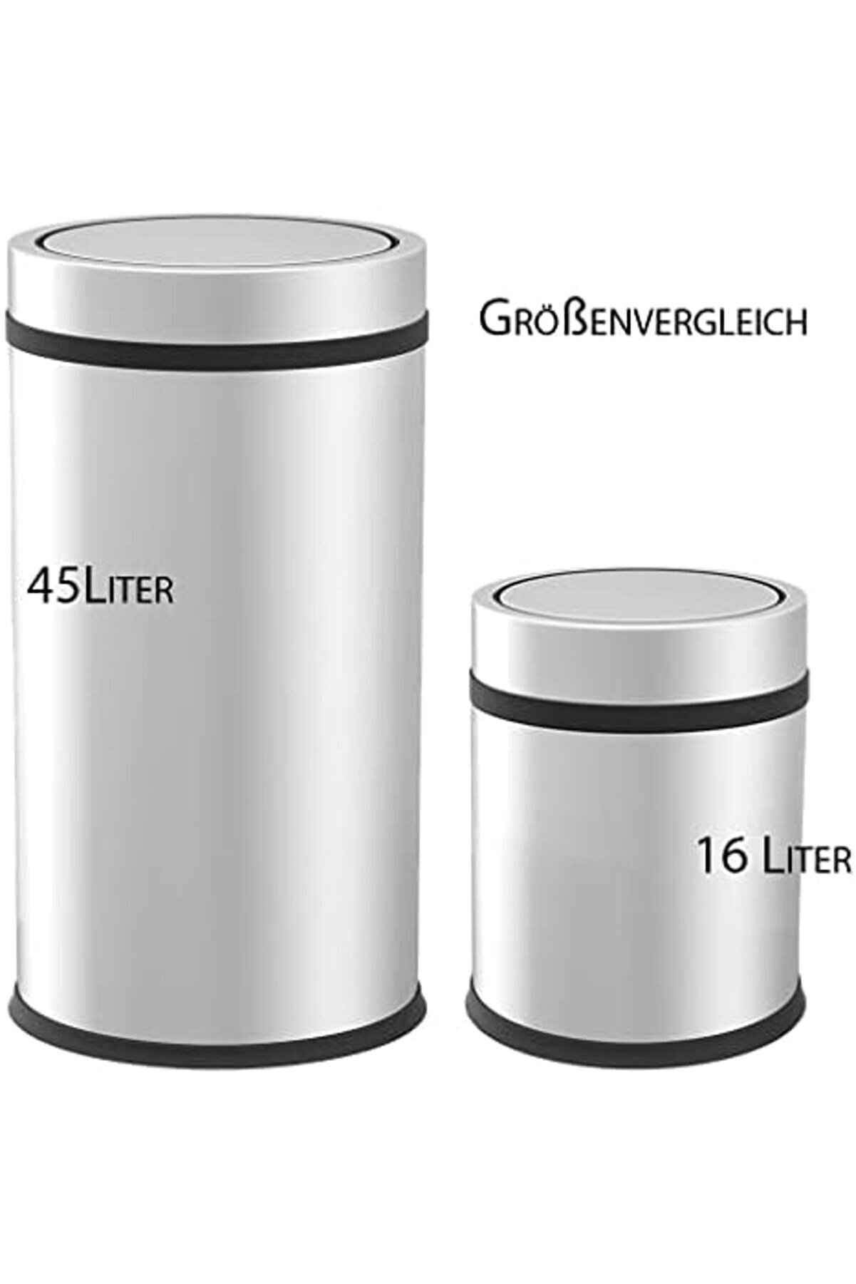 Premi̇um Seri̇si̇ Prati̇k Döner Kapaklı 16 Li̇tre Mutfak/ Çöp Kovası Paslanmaz Krom, 16L 1014773