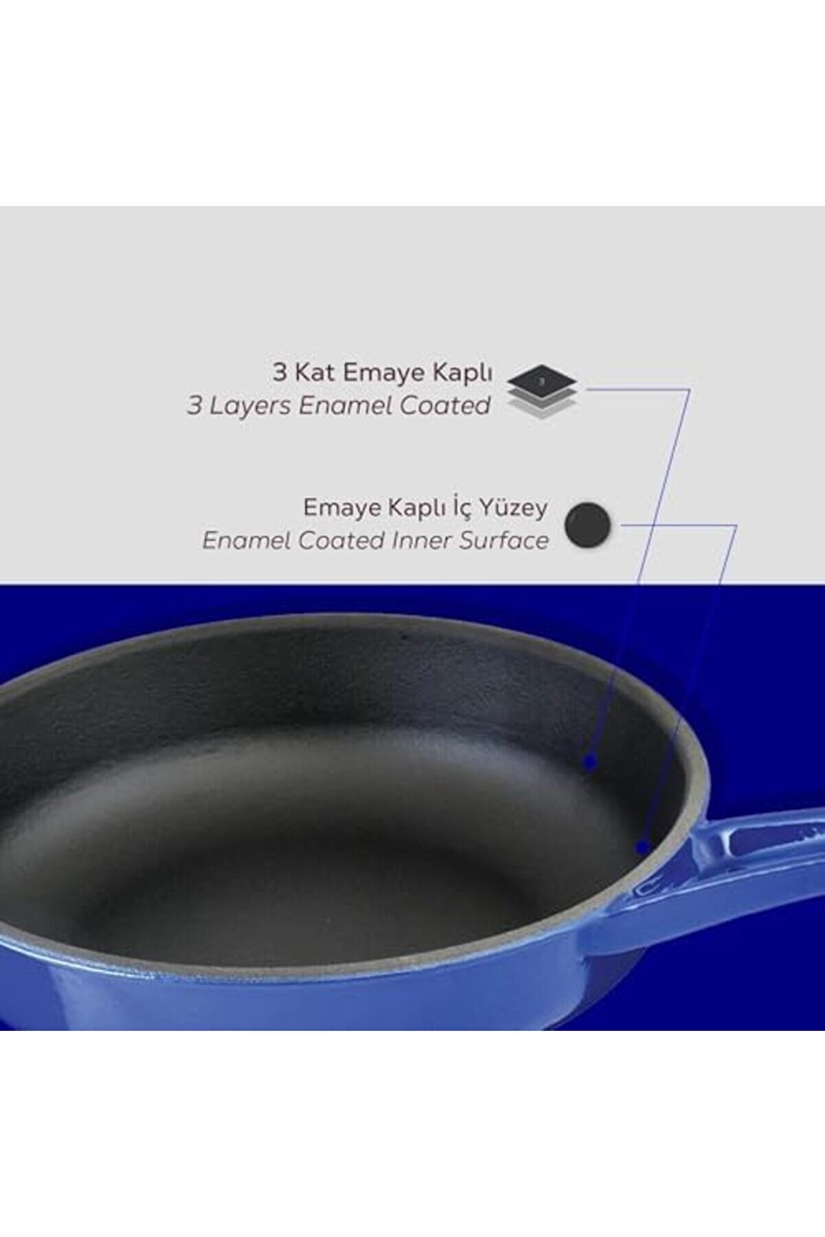 Modashi̇ne Metal D&ouml;k&uuml;m Kızartma Tavası, Metal Saplı, 24 Cm, Mavi̇ Modascope 1014773