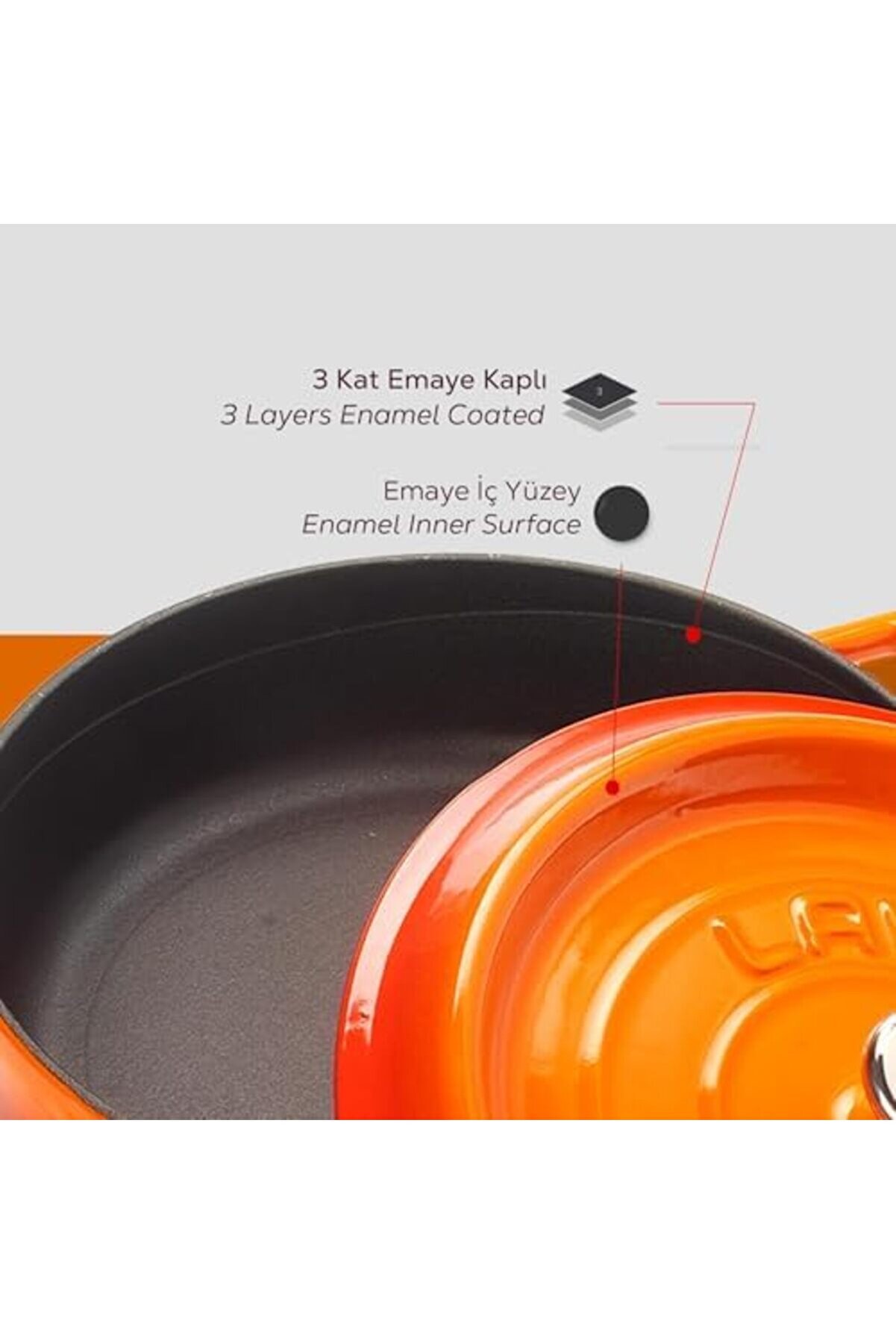 Modashi̇ne Döküm Çok Amaçlı Yayvan Tencere 28 Cm Turuncu - Lv Y St 28 K2 Modascope 1014773