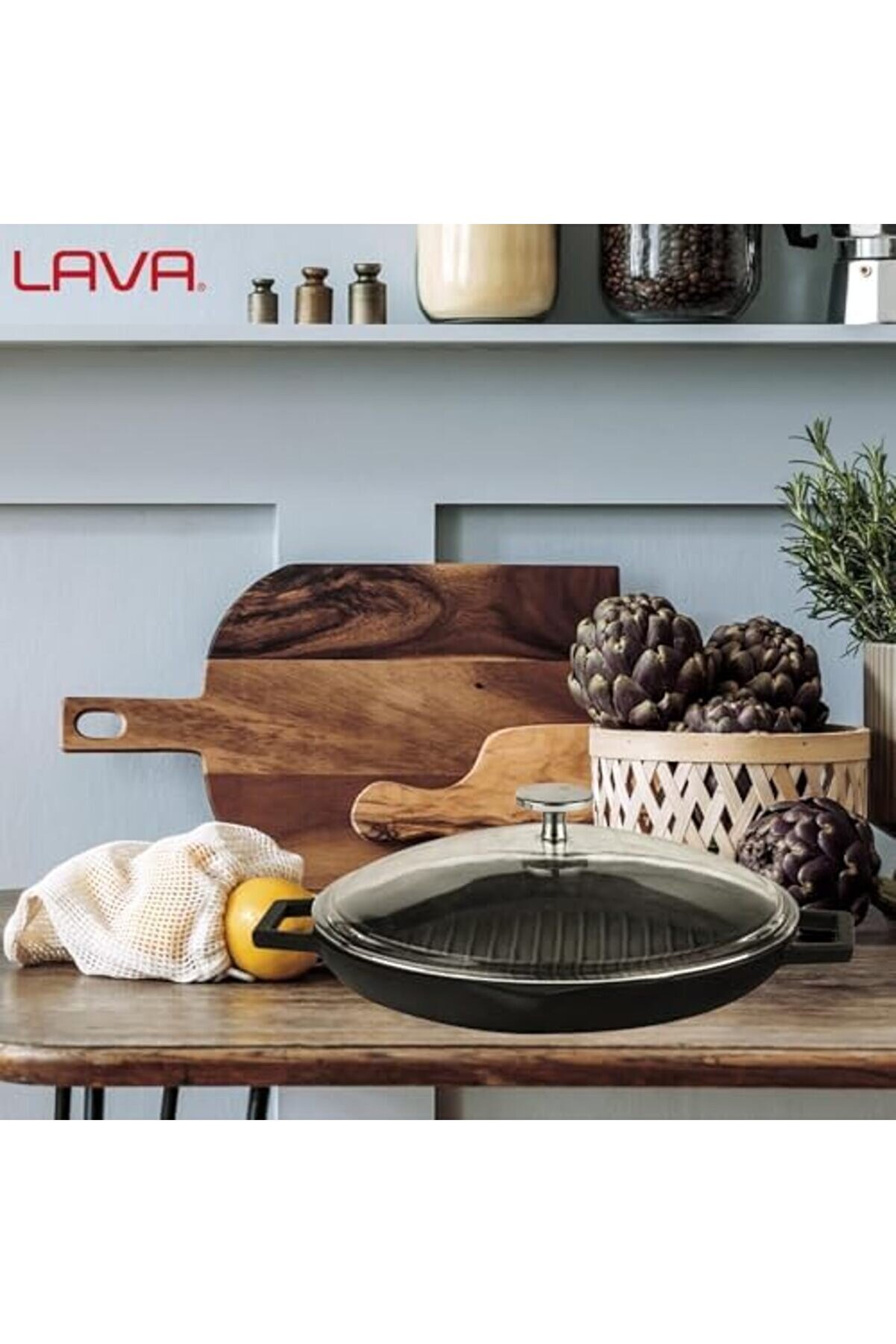 Modashi̇ne Döküm Tva Cam Kapaklı, 26 Cm Modascope 1014773