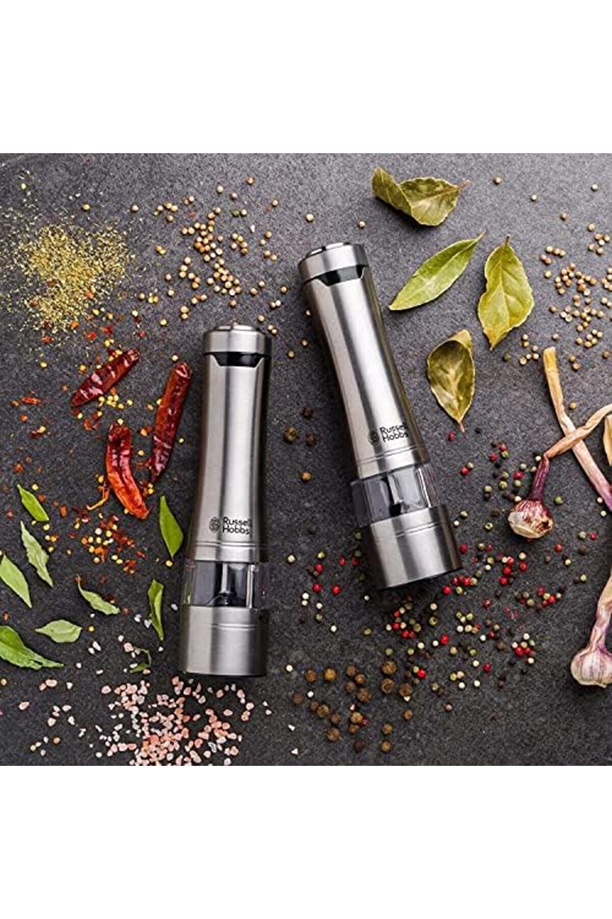 Eli̇zzashop Hobbs Elektri̇kli̇ Tuz Ve Karabi̇ber &Ouml;ğ&uuml;t&uuml;c&uuml; Seti̇, Baharat Deği̇rmenleri̇, Paslanmaz &Ccedil;eli̇k, Se