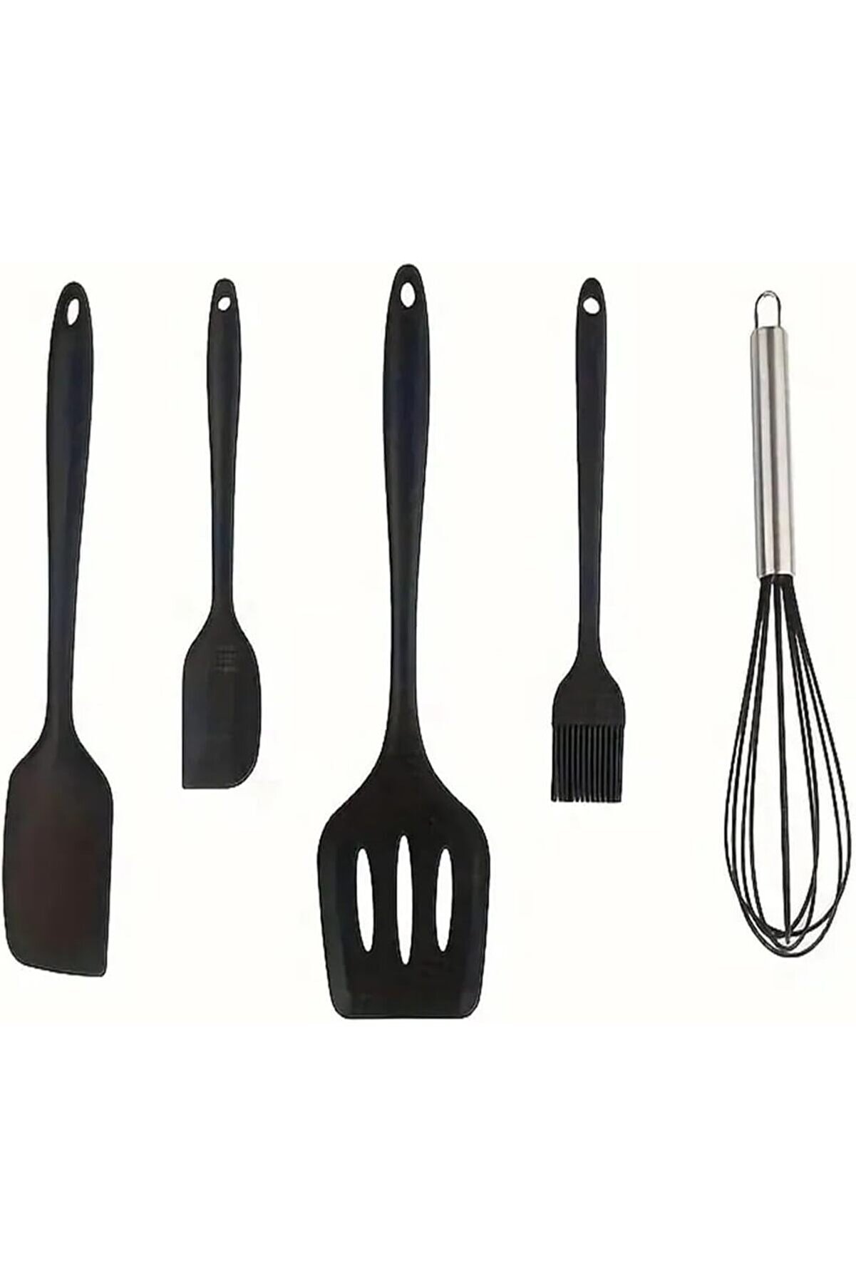 STOREMAX modashine Dayanıklı Yanmaz Yapışmaz Silikon Spatula Seti 5 Parça Siyah modascope 1014773