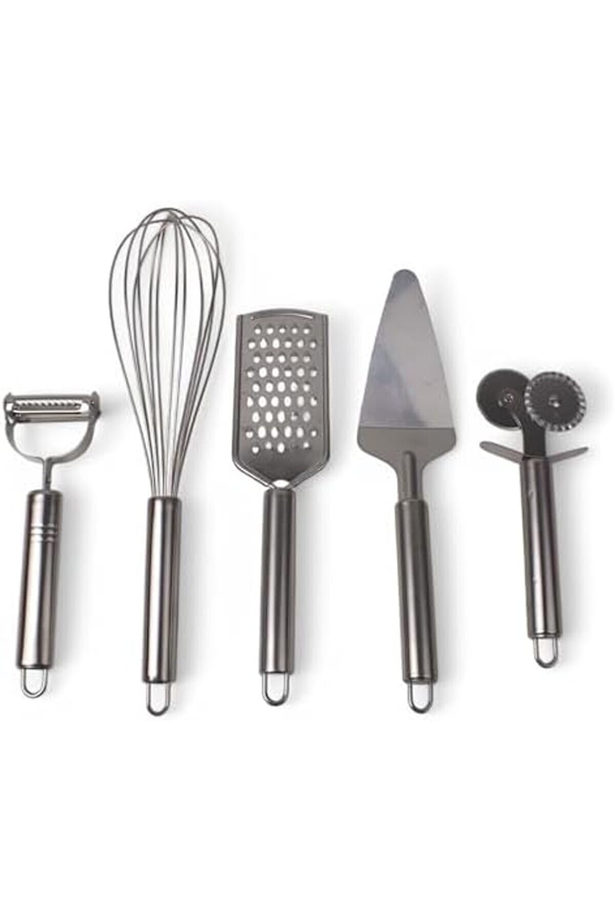 Modashi̇ne Paslanmaz Çeli̇k 5’Li̇ Mutfak Seti̇, Paslanmaz Çeli̇k Rende, Çırpıcı, Soyucu, Servi̇s Ve Hamur