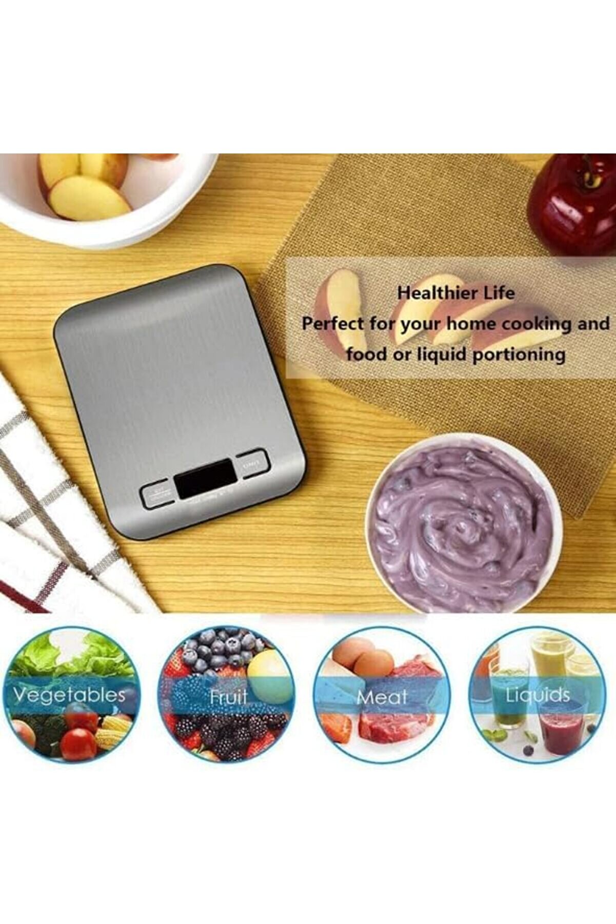 Pltnstoreshop 2012 10 Kg Mutfak Tartısı Pi̇lli̇ Işıklı Ekran Hassas Terazi̇, Otomati̇k Ayar Ve Tara, Di̇j