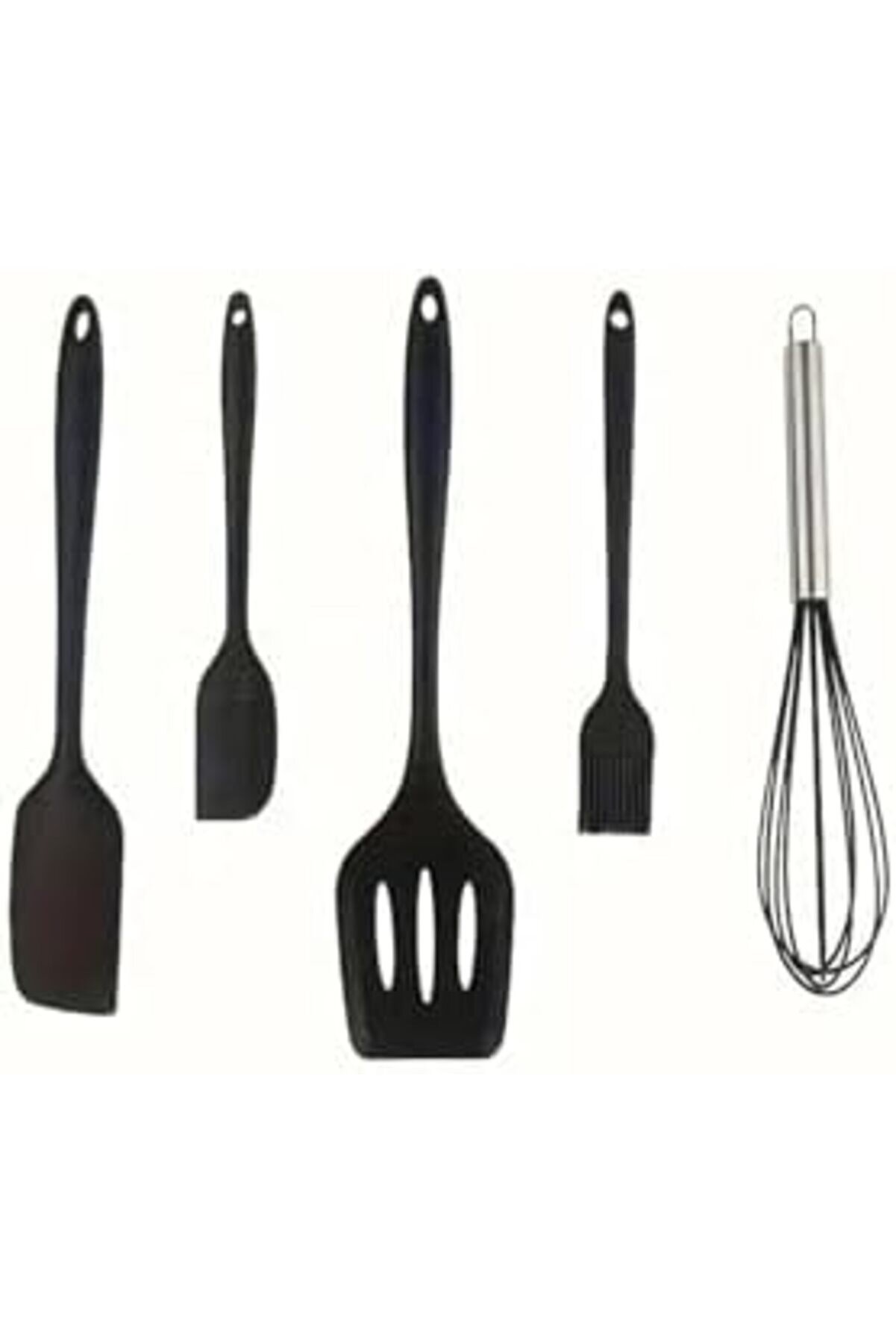 Modashi̇ne Dayanıklı Yanmaz Yapışmaz Si̇li̇kon Spatula Seti̇ 5 Parça Si̇yah Modascope 1014773