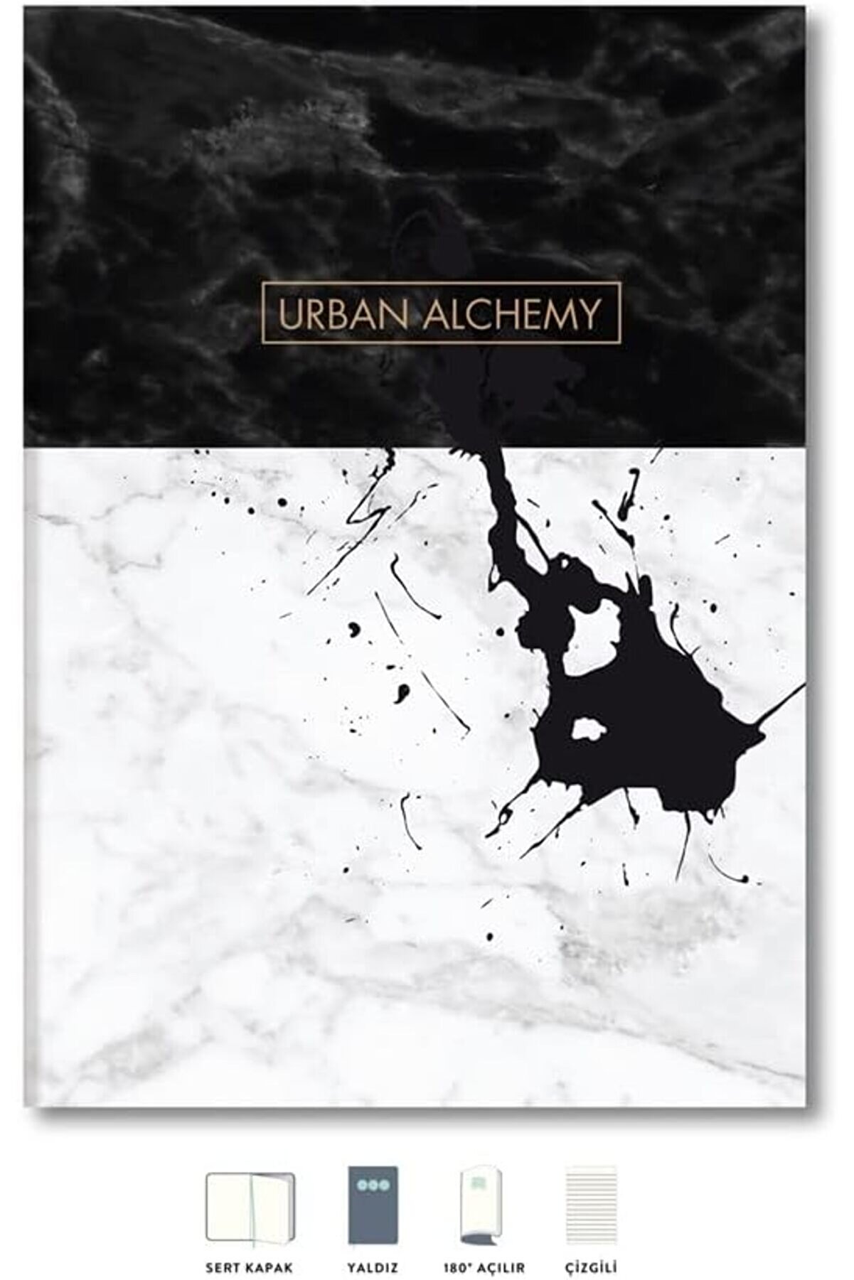 STOREMAX modashine Mermer Defter Çizgili Siyah 17x24cm modascope 1014773