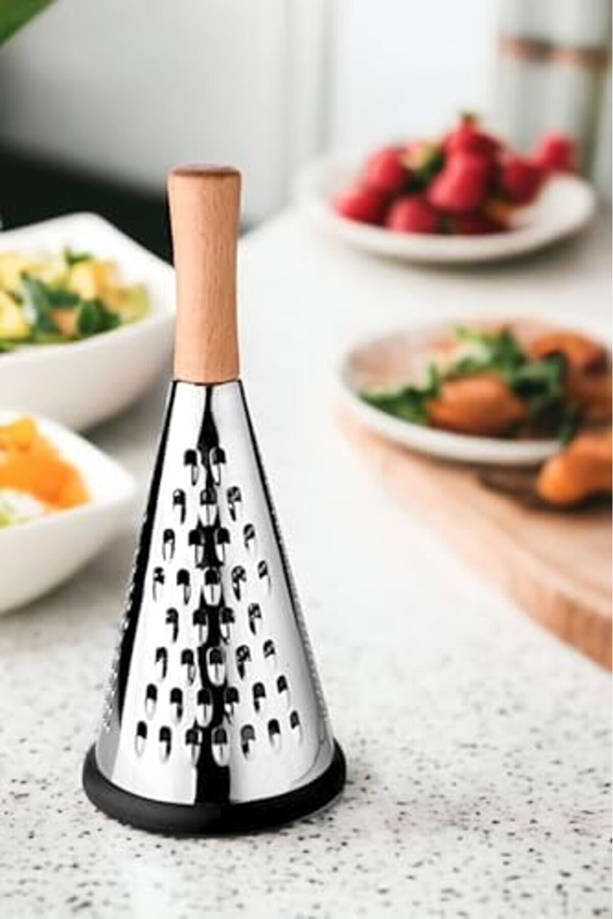 Pltnstoreshop Ahşap Tutuculu 3 Taraflı Paslanmaz Çeli̇k Lüks Şef Rendesi̇ Orta Boy, Ahşap Saplı 3 Tara