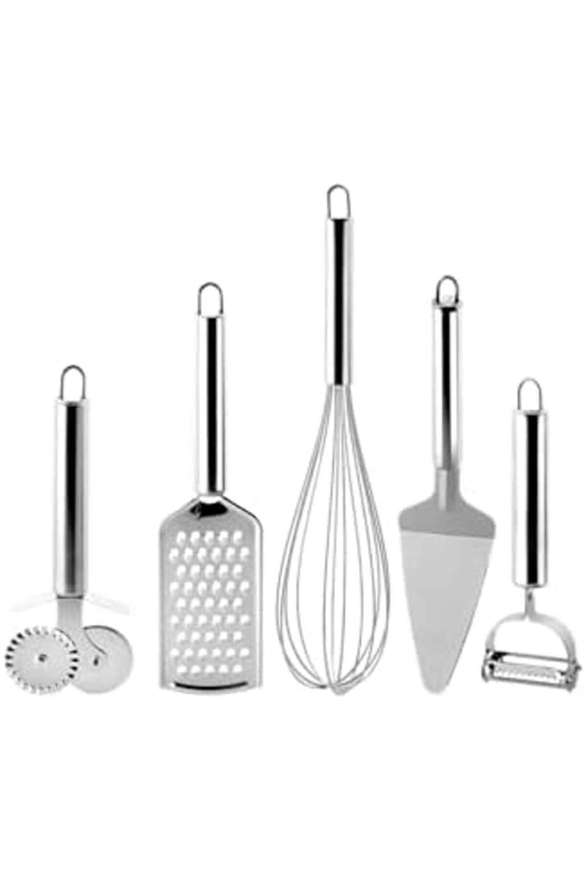 Modashi̇ne Paslanmaz Çeli̇k 5’Li̇ Mutfak Seti̇, Paslanmaz Çeli̇k Rende, Çırpıcı, Soyucu, Servi̇s Ve Hamur