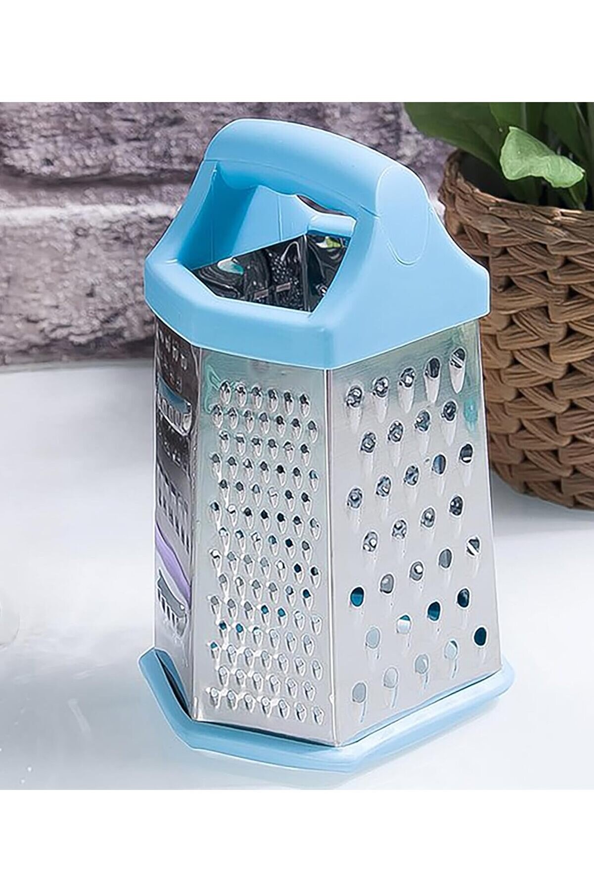 STOREMAX modashine 6 Yüzeyli Mutfak Rendesi, Tutacaklı, Altıgen (Mavi) modascope 1014773