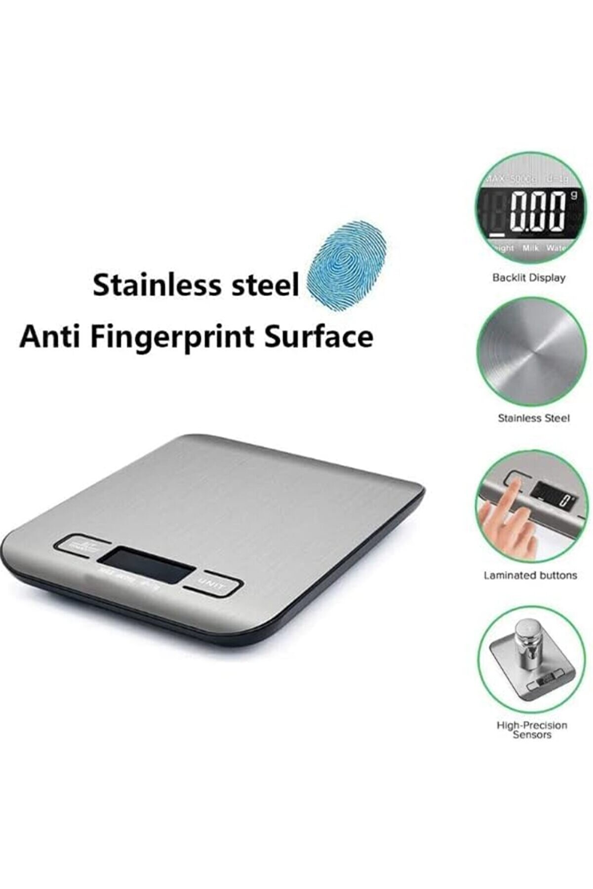 Pltnstoreshop 2012 10 Kg Mutfak Tartısı Pi̇lli̇ Işıklı Ekran Hassas Terazi̇, Otomati̇k Ayar Ve Tara, Di̇j