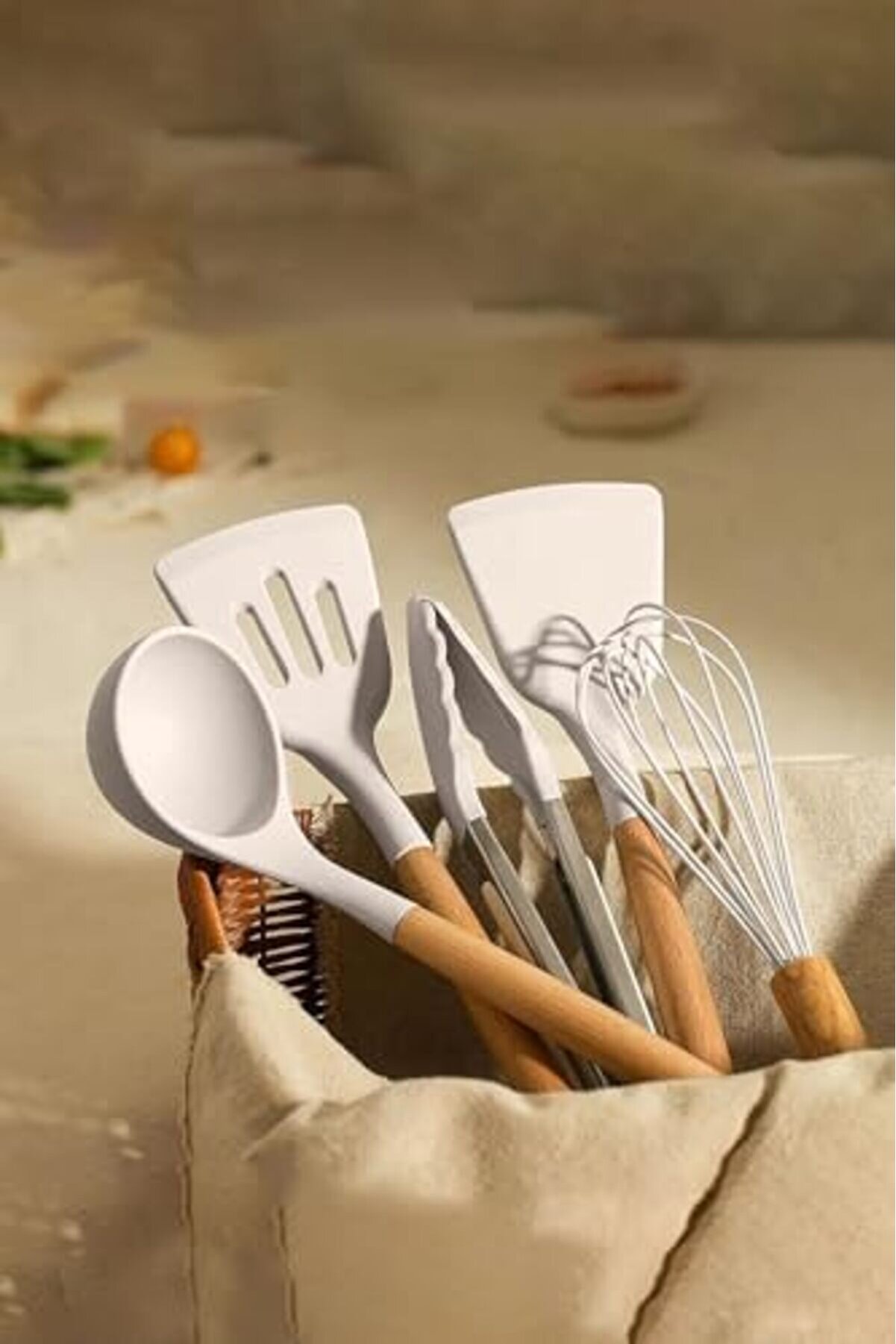 Modashi̇ne Mi̇kla Dayanıklı Yanmaz Yapışmaz 33 Parça Si̇li̇kon Spatula Mutfak Seti̇ Vani̇lya Modascope 101