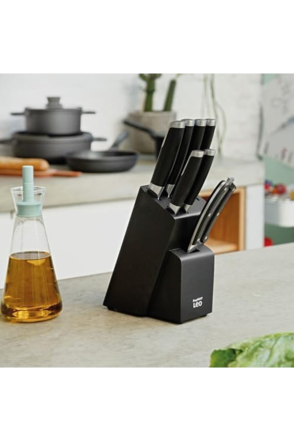 Modashi̇ne Leo 18/10 Çeli̇k Bıçak Bloğu 6 Parça Seti̇ Modascope 1014773