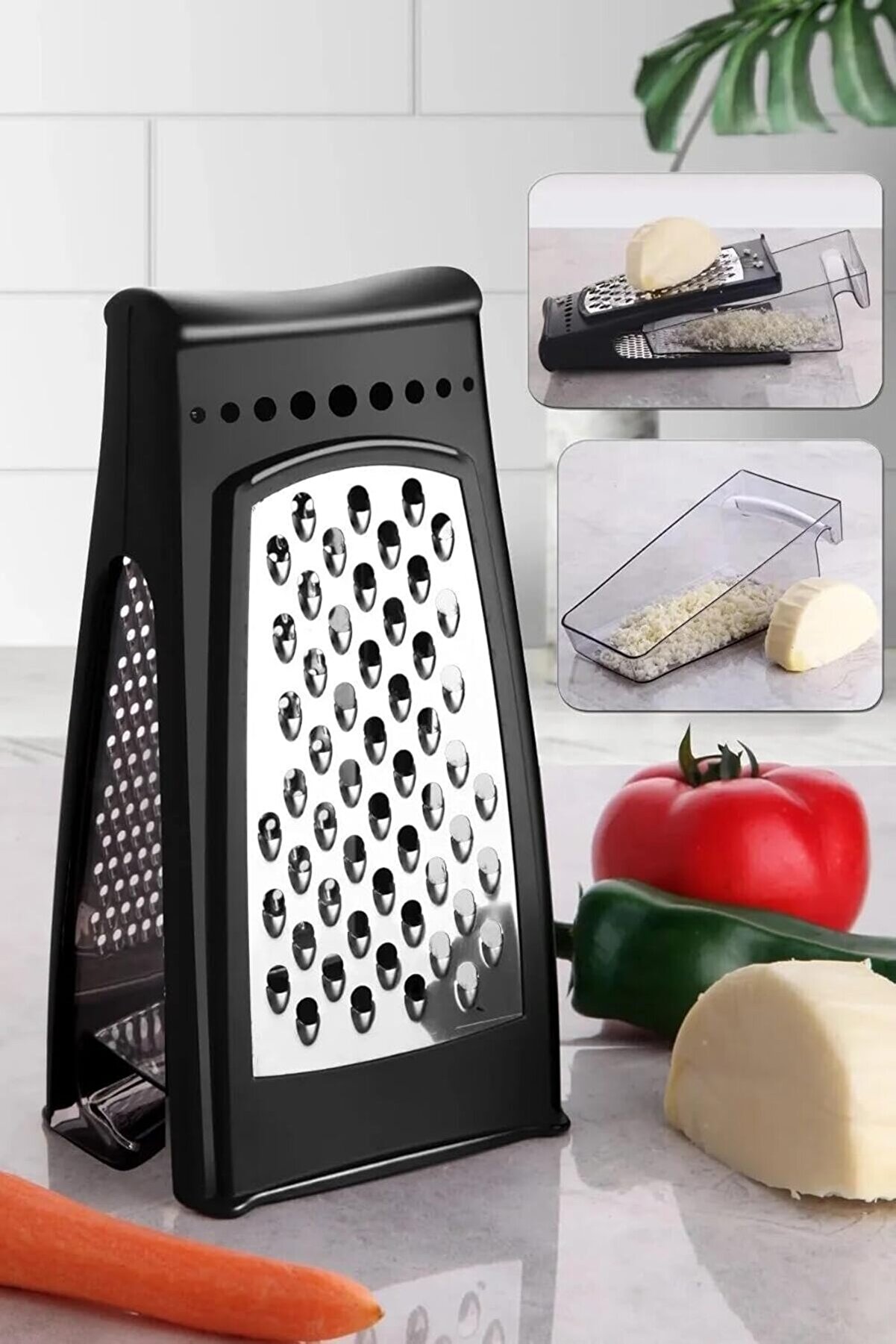 STOREMAX modashine Lüx Paslanmaz Çelik Siyah Hazneli Rende - Profesyonel Rende modascope 1014773