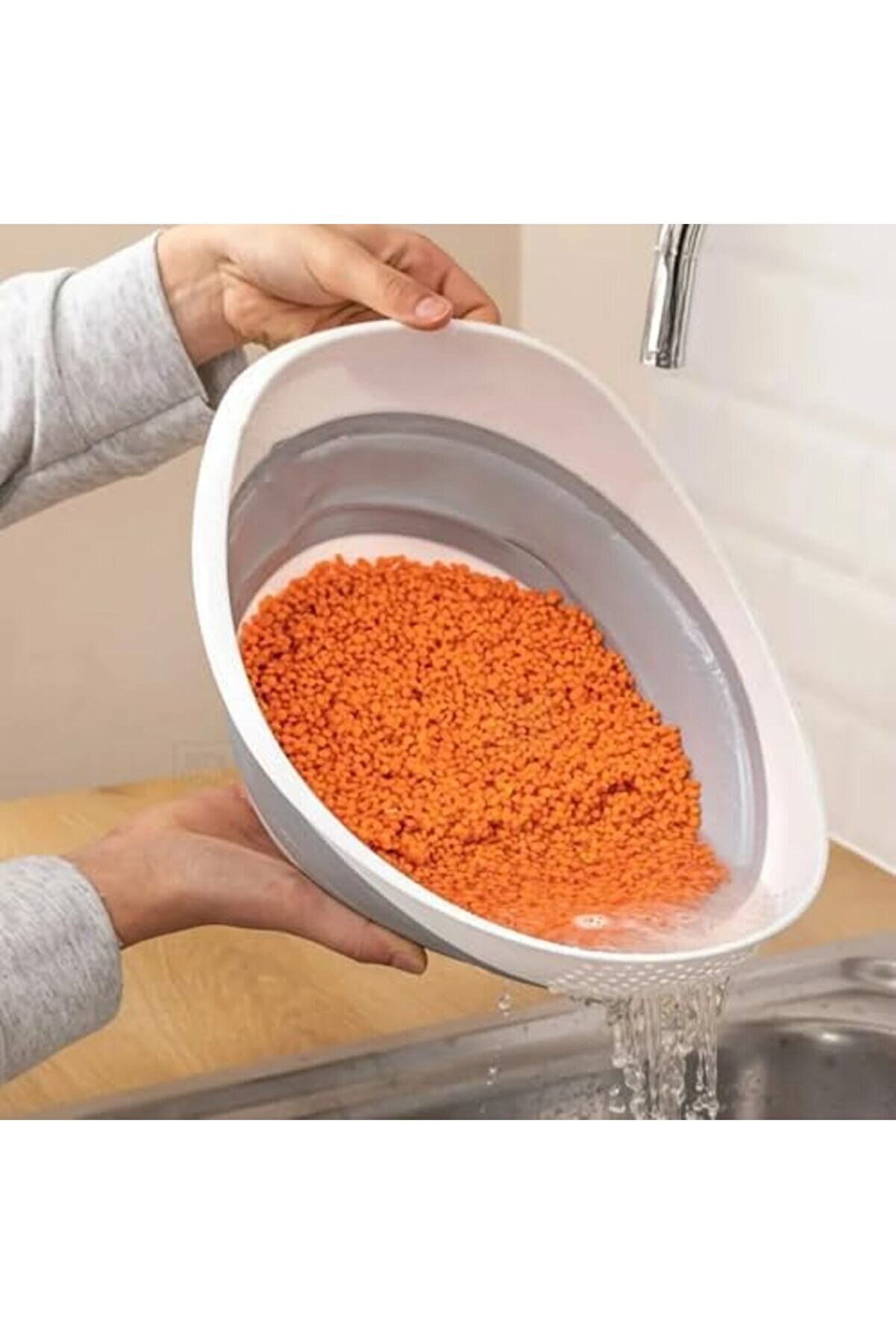 Eli̇zzashop Katlanabi̇li̇r Akordi̇yonlu Süzgeç, Mutfak Pi̇ri̇nç Meyve Sebze Süzgeci̇, Bpa İçermez, 30 X 25