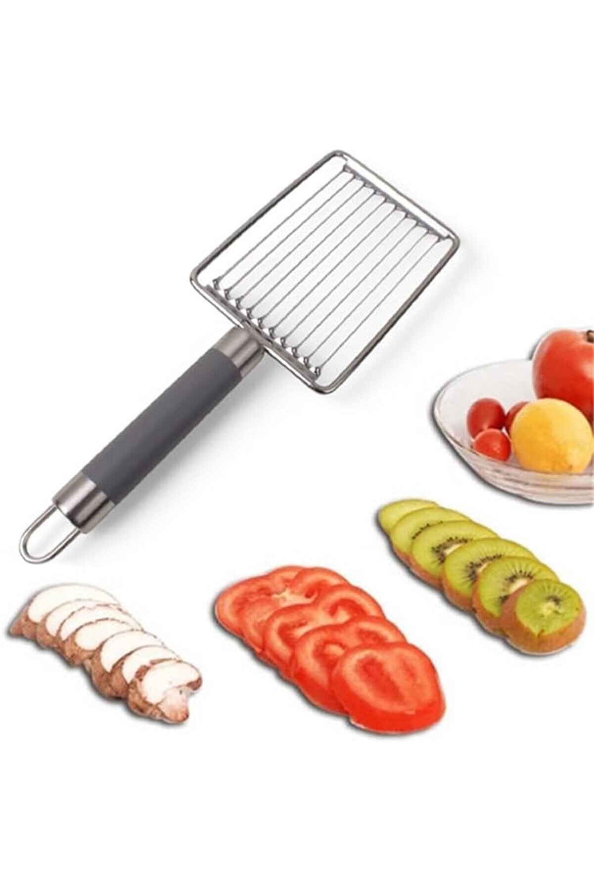 STOREMAX modashine Paslanmaz Çelik Silikon Saplı Testere Ağızlı Dilimleyici - Sebze ve Meyve Şekillendirici,