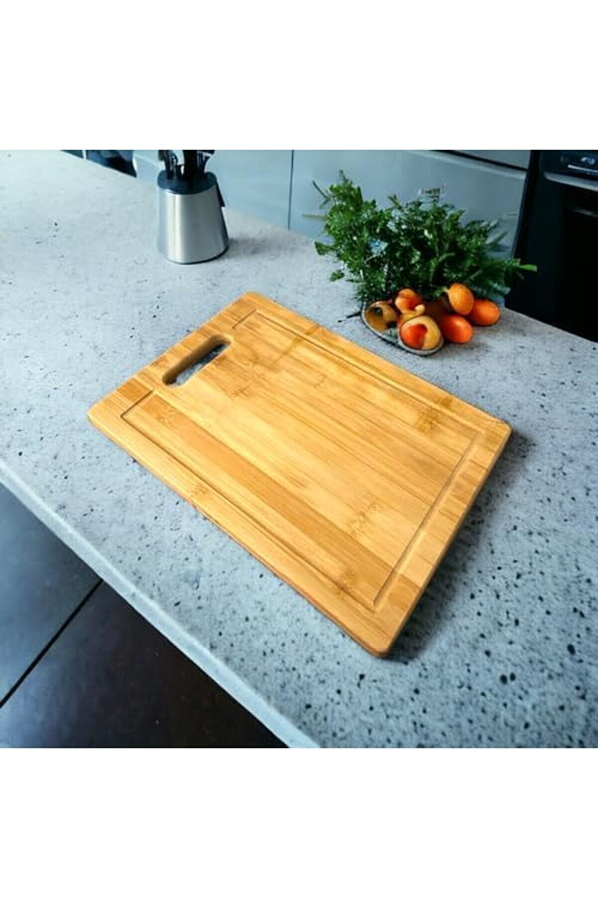 Modashi̇ne Bambu Kesme Tahtası Anti̇bakteri̇el Yıkanabi̇li̇r Doğrama Tahtası Di̇kdörtgen 34X24 Cm Modascop