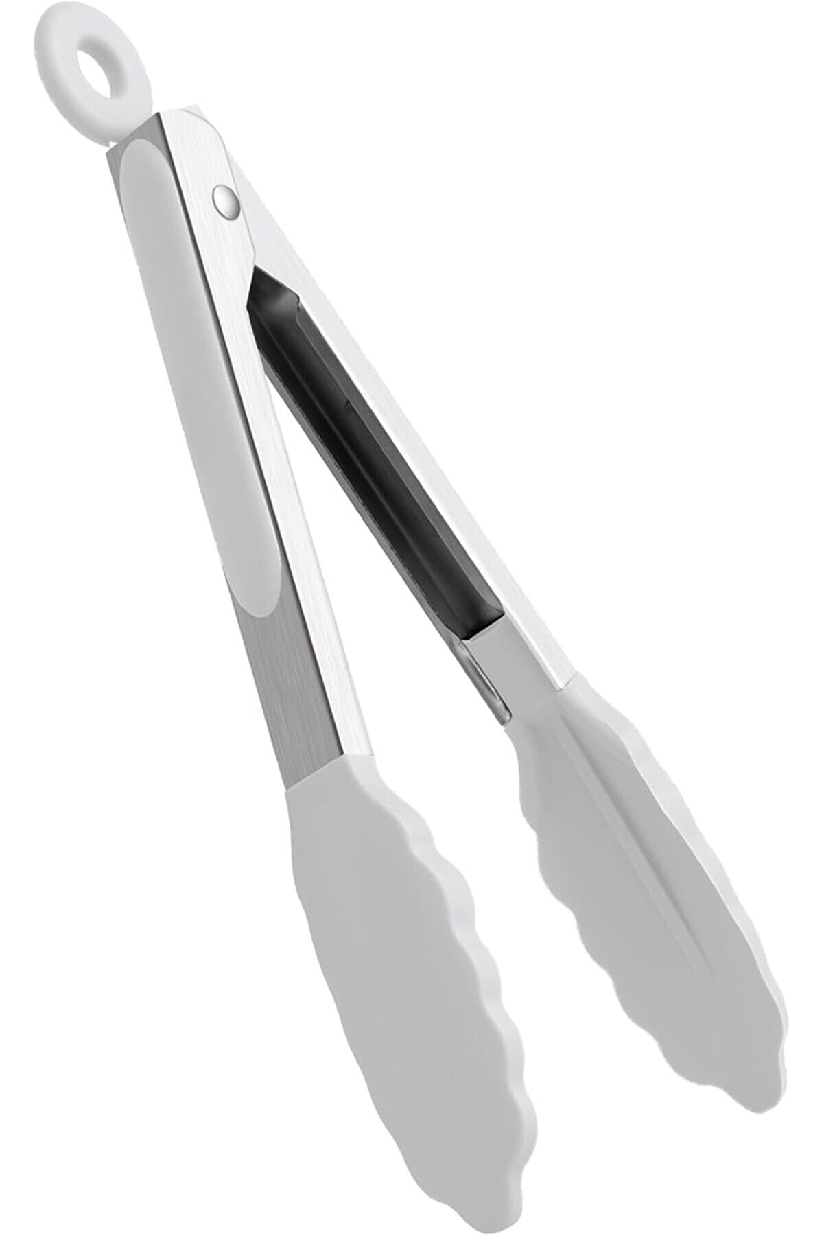 STOREMAX modashine Beyaz Silikon Uçlu Mutfak Maşası - 23 cm, Asma kilit sistemli paslanmaz çelik sap, Kavrama