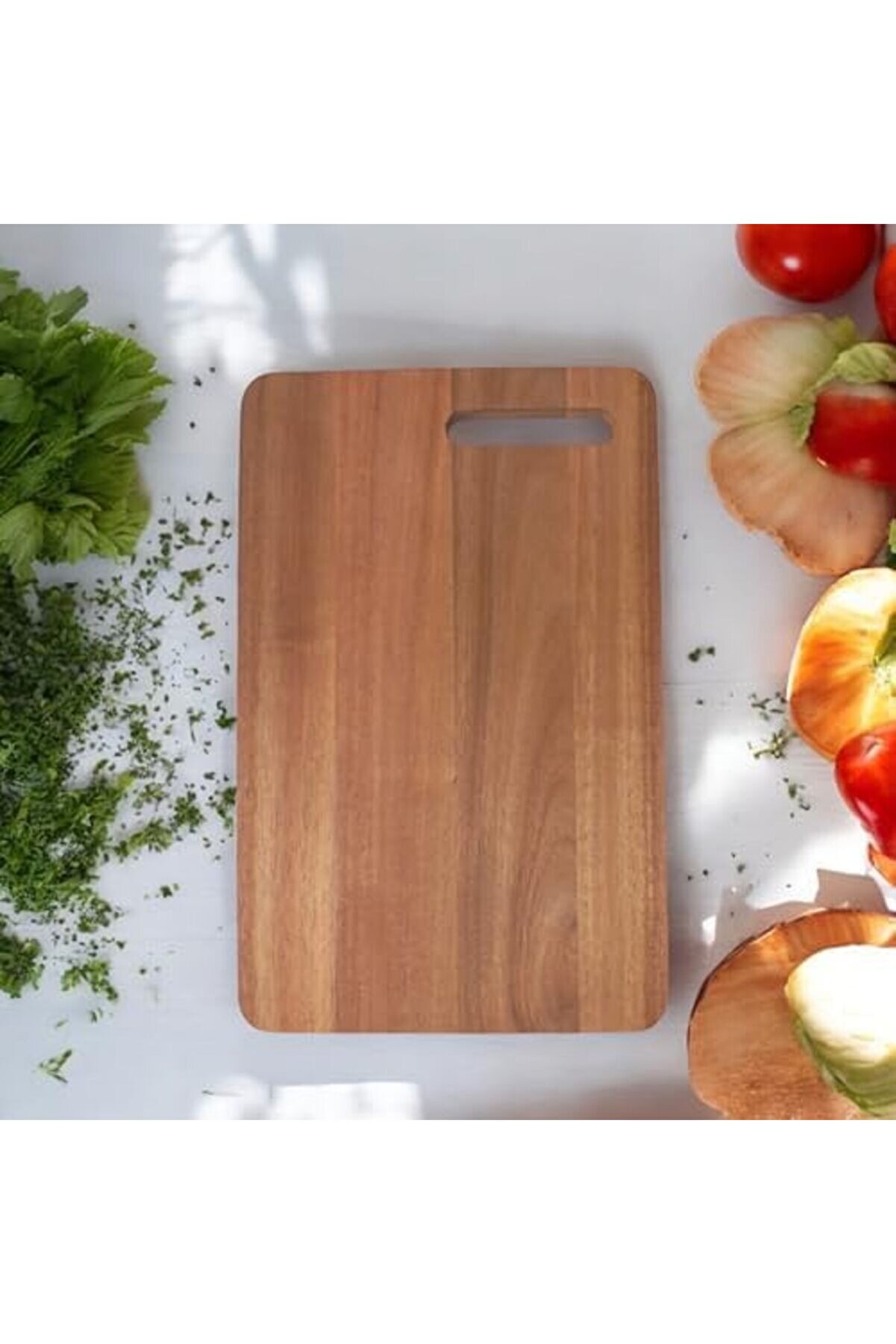 Akasya Kesme Tahtası Anti̇bakteri̇el Yıkanabi̇li̇r Doğrama Tahtası Di̇kdörtgen 34X22Cm | V