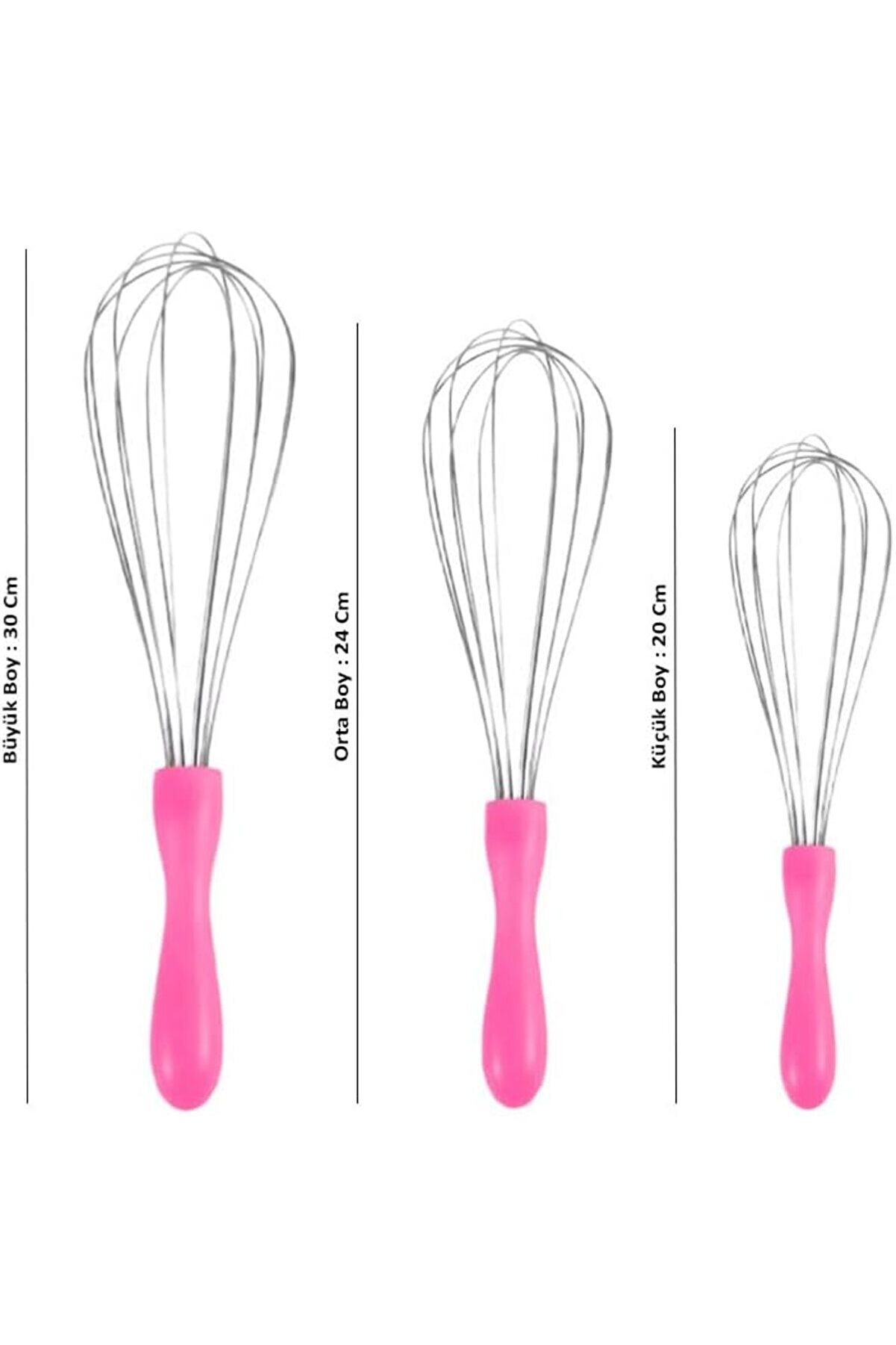 Modashi̇ne Paslanmaz Çeli̇k Plasti̇k Saplı El Çırpıcısı ( ) (1, Pembe, 3 Lü Set) Modascope 1014773