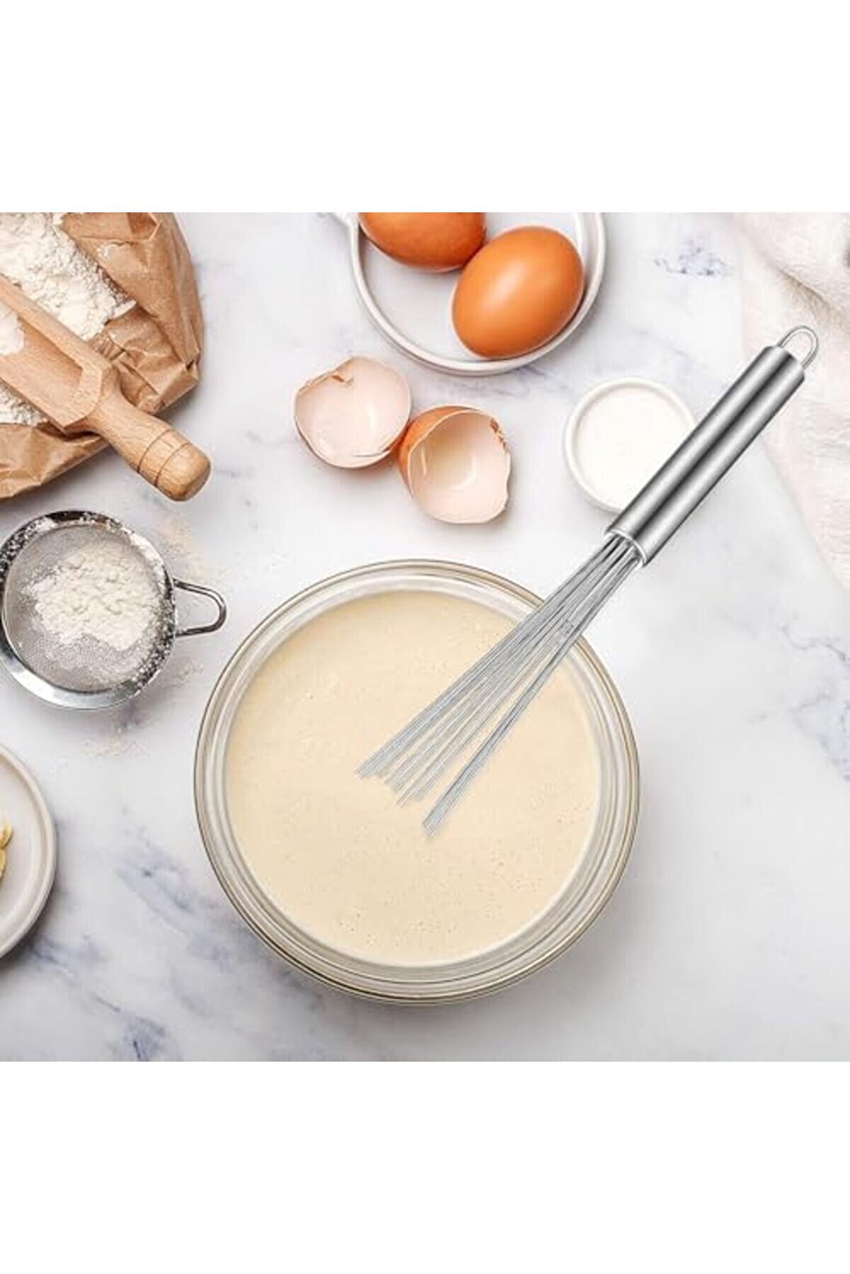 Modashi̇ne Paslanmaz Çeli̇k Boncuk Çırpıcı – Ergonomi̇k Tasarım, Dayanıklı Ve Prati̇k Mutfak Çırpma Teli̇