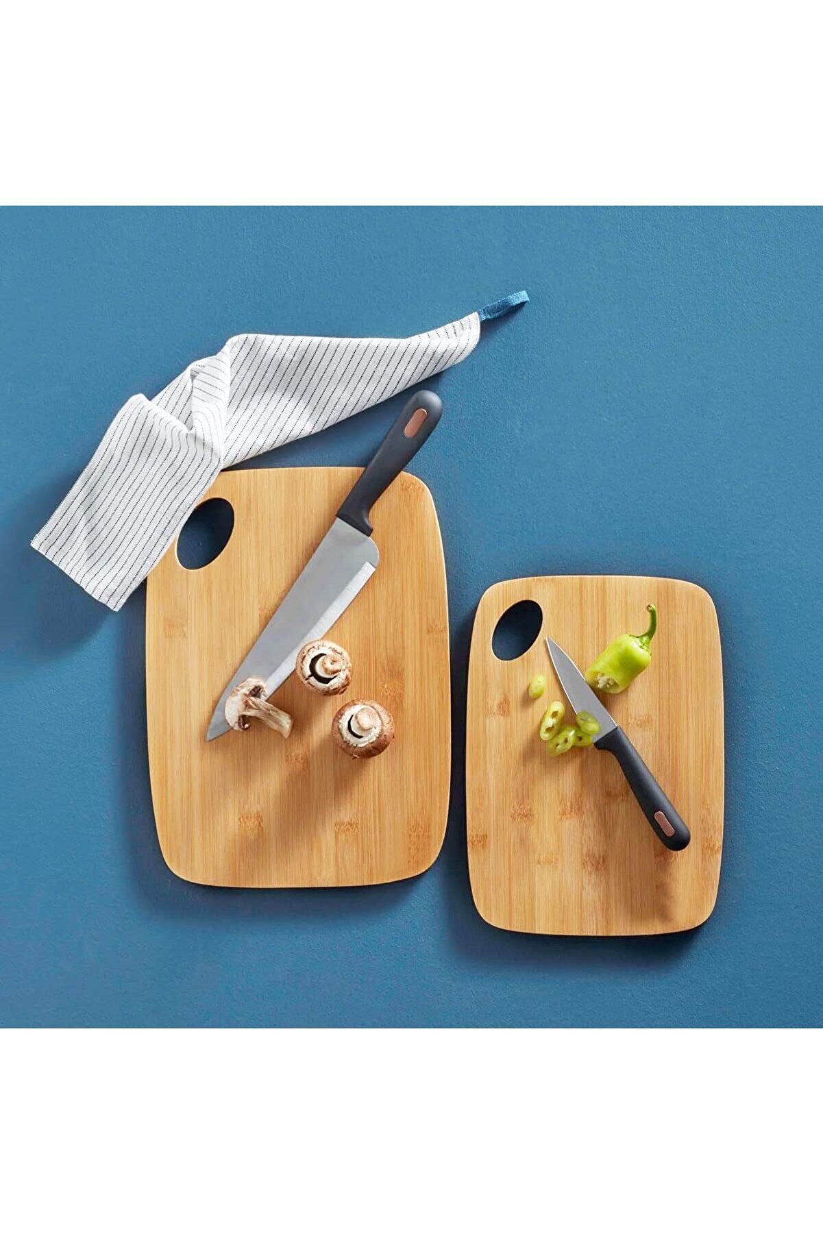 STOREMAX mrtshoppng 2'li Bambu Kesme Tahtası Dikdörtgen Özel Tasarım, Bambu Kesme Tahtası - Büyük 33x24x