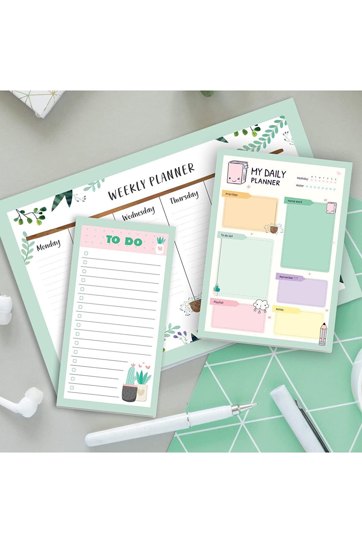 Haftalık, G&uuml;nl&uuml;k Planlayıcı Set - 50 Sayfa Tari̇hsi̇z Masa&uuml;st&uuml; - Gen&ccedil;ler, Kızlar, Yeti̇şki̇nl