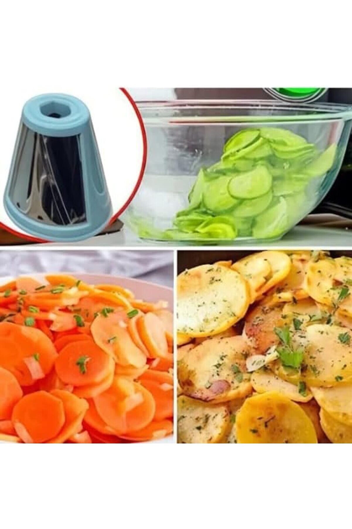 Modashi̇ne Çok Fonksi̇yonlu Rende, 5 Deği̇şti̇ri̇lebi̇li̇r Bıçak, Elektri̇kli̇ Mutfak Doğrayıcı, Mavi̇-Beyaz M