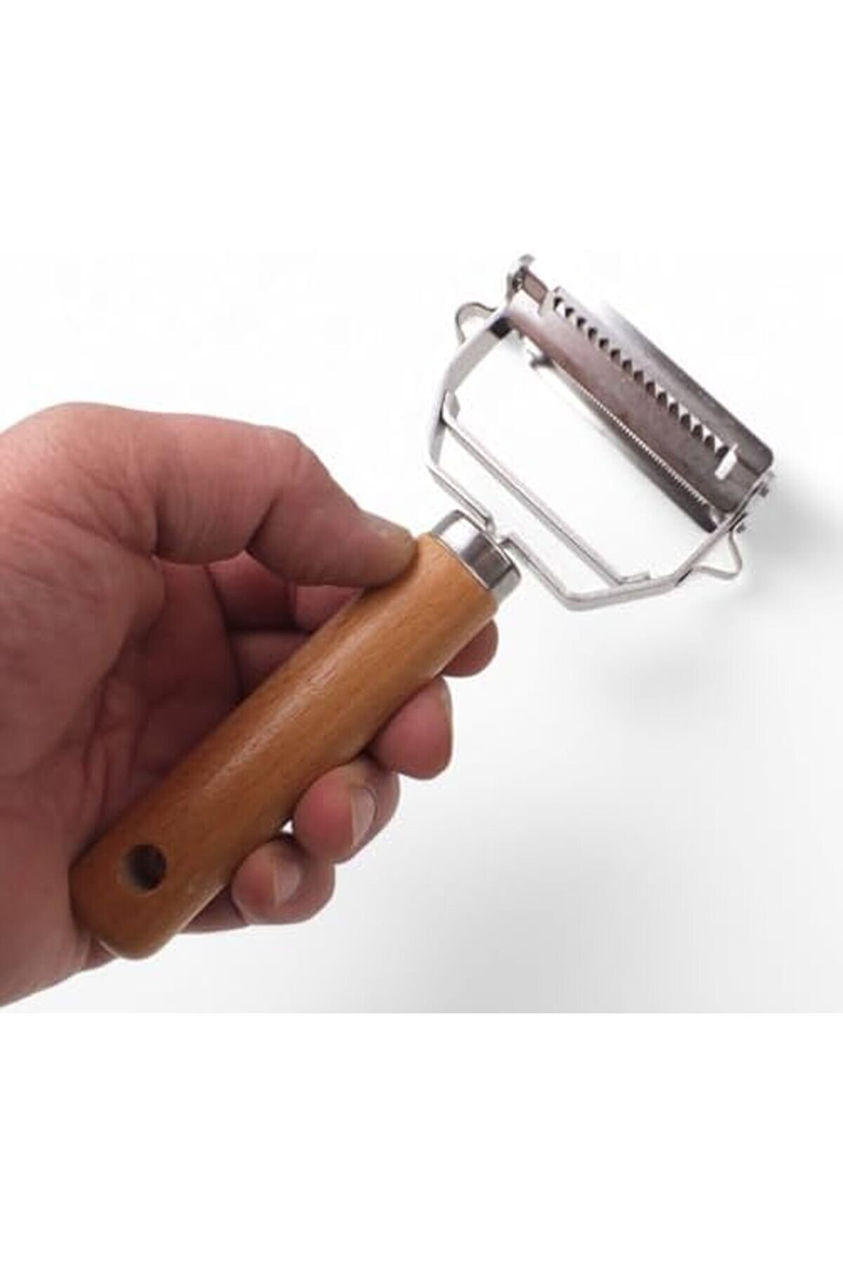 Modashi̇ne Paslanmaz Çeli̇k Ahşap Saplı Soyucu Ve Jülyen Di̇li̇mleyi̇ci̇, 4 Yönlü Prati̇k Sebze Kesi̇ci̇, Çok