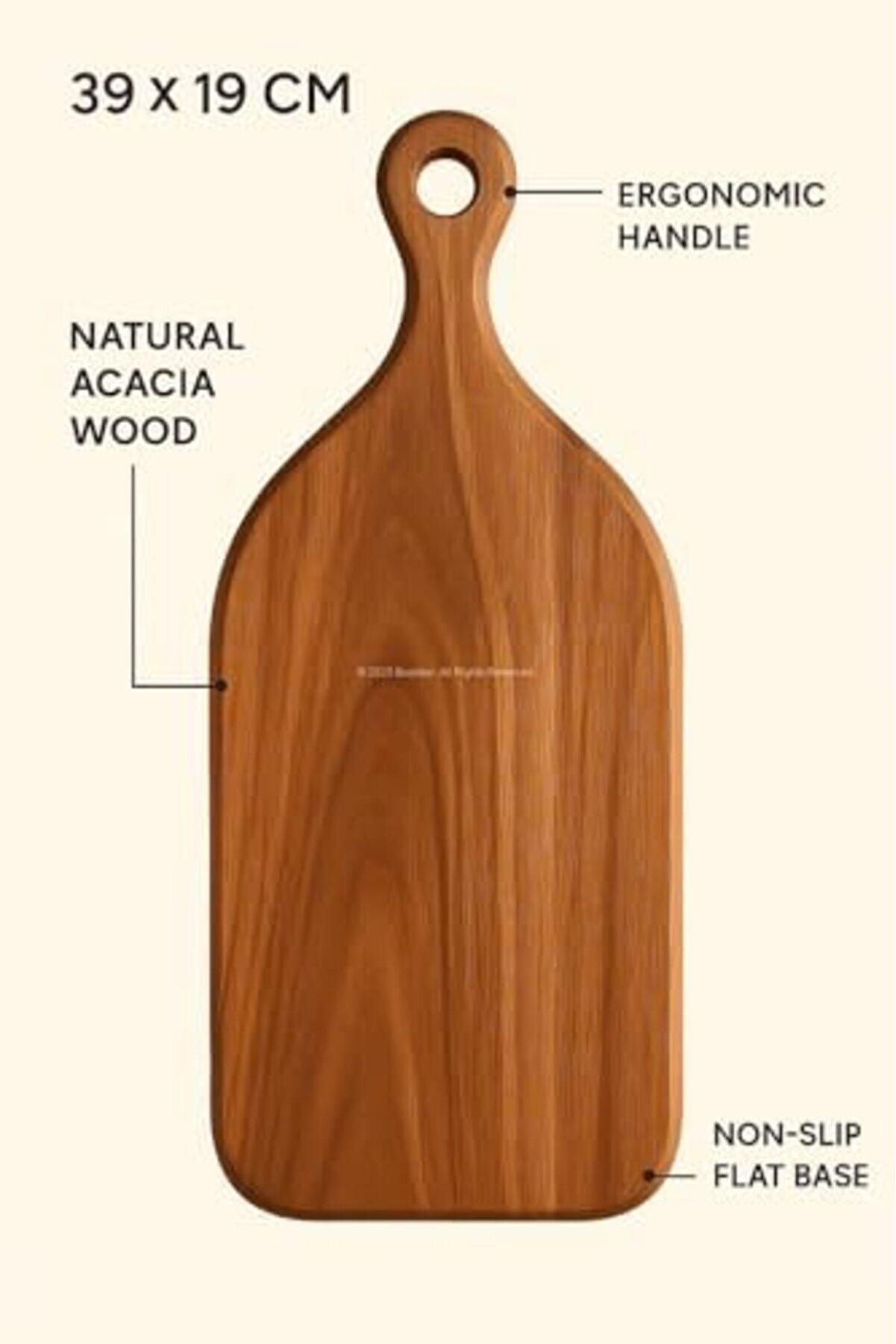 Mrtshoppng Modern Akasya Ağacı Kesme Tahtası 39X19 Cm Ergonomi̇k Asılabi̇li̇r Saplı Ahşap Bıçak Dostu D