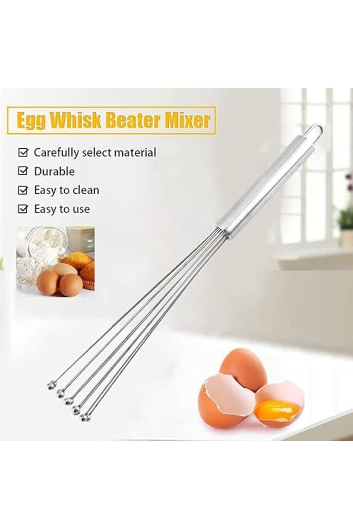 Modashi̇ne Paslanmaz Çeli̇k Boncuk Çırpıcı – Ergonomi̇k Tasarım, Dayanıklı Ve Prati̇k Mutfak Çırpma Teli̇