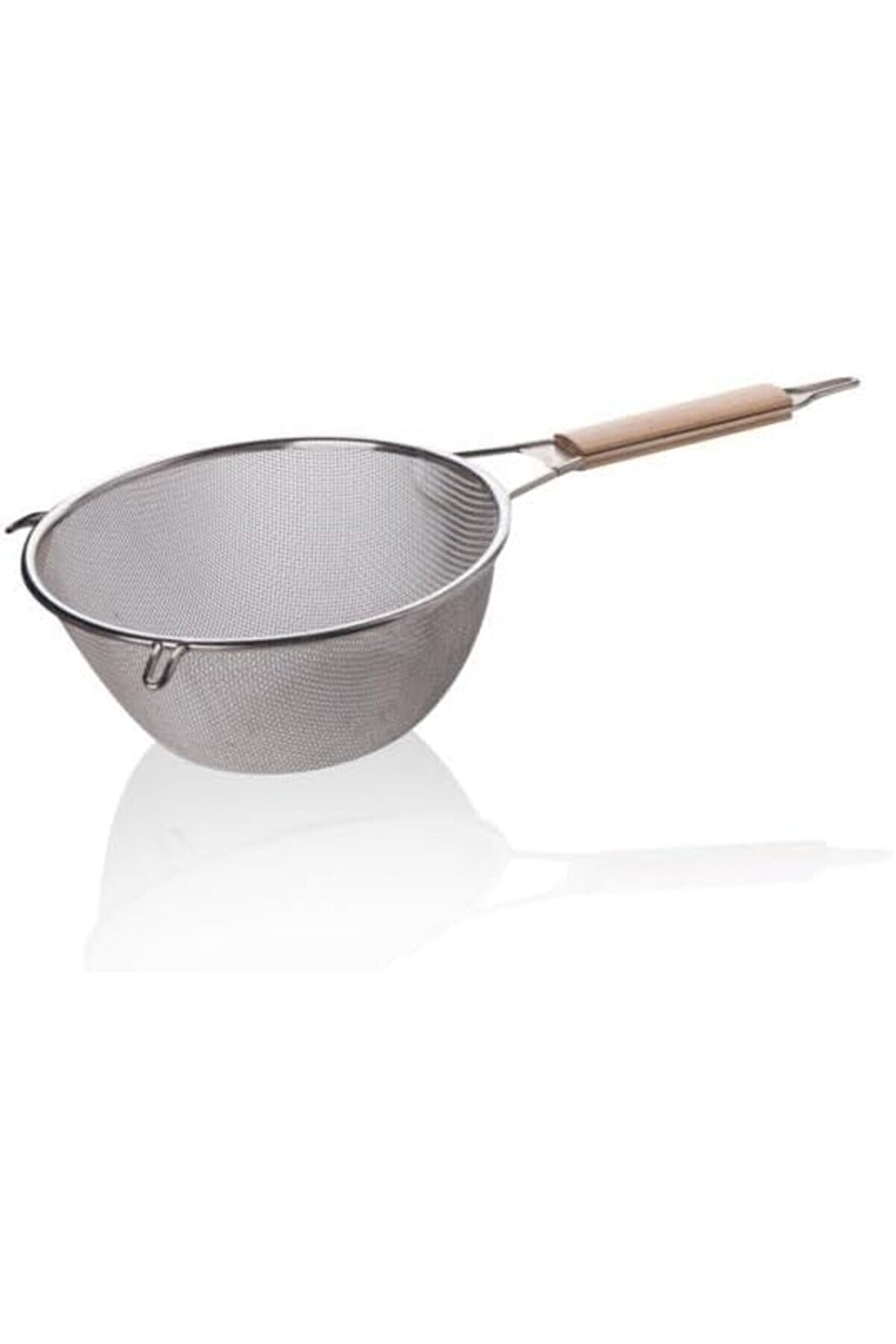 Modashi̇ne Ahşap Saplı Paslanmaz Çeli̇k Süzgeç, Orta Boy Metal Süzgeç 21 * 9.5 Cm Esteti̇k Ve Dayanıklı