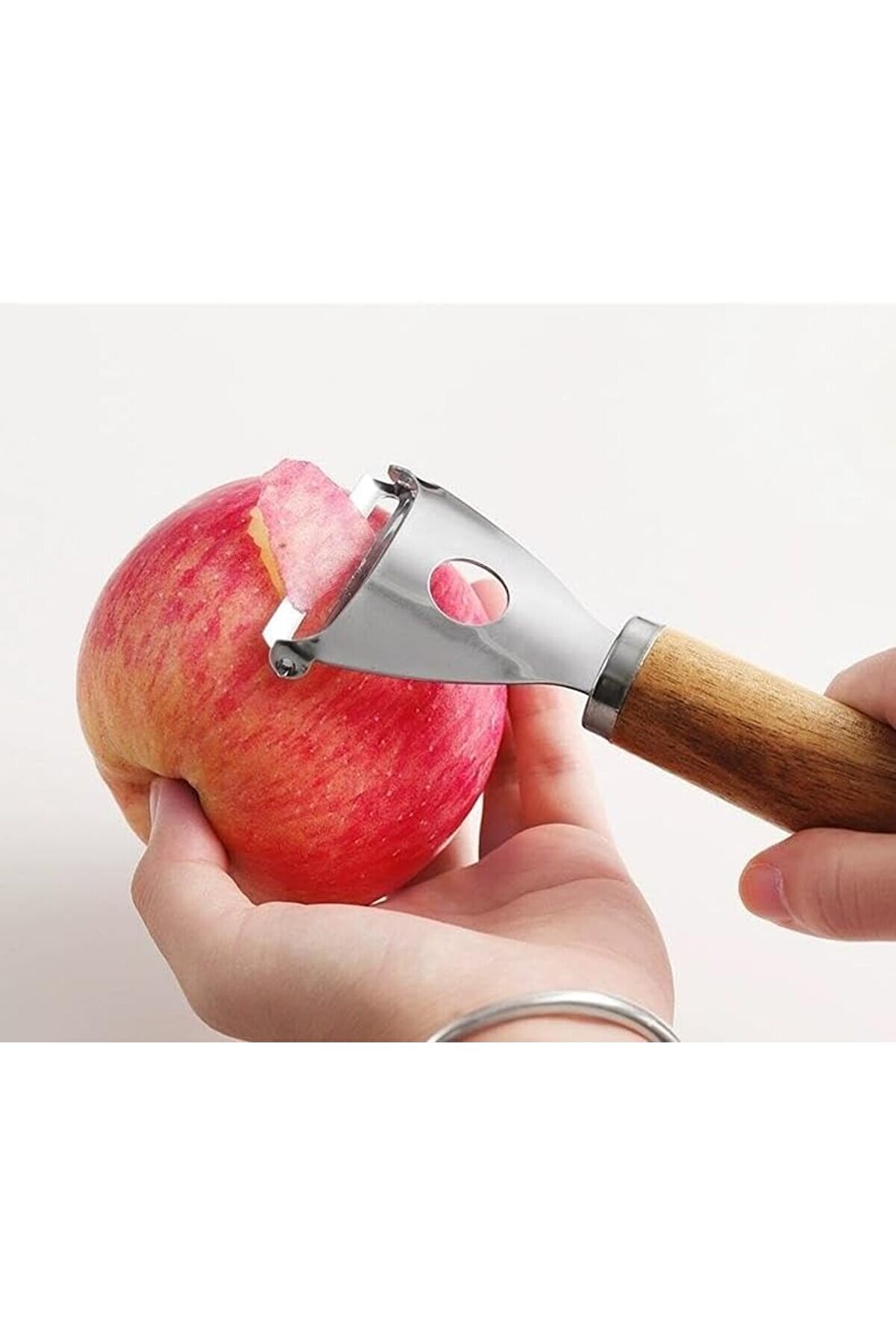 STOREMAX modashine Ahşap Saplı &Ccedil;ok Fonksiyonlu Paslanmaz &Ccedil;elik Patates Soyucu Meyve Sebze Soyucu, Pratik Elma