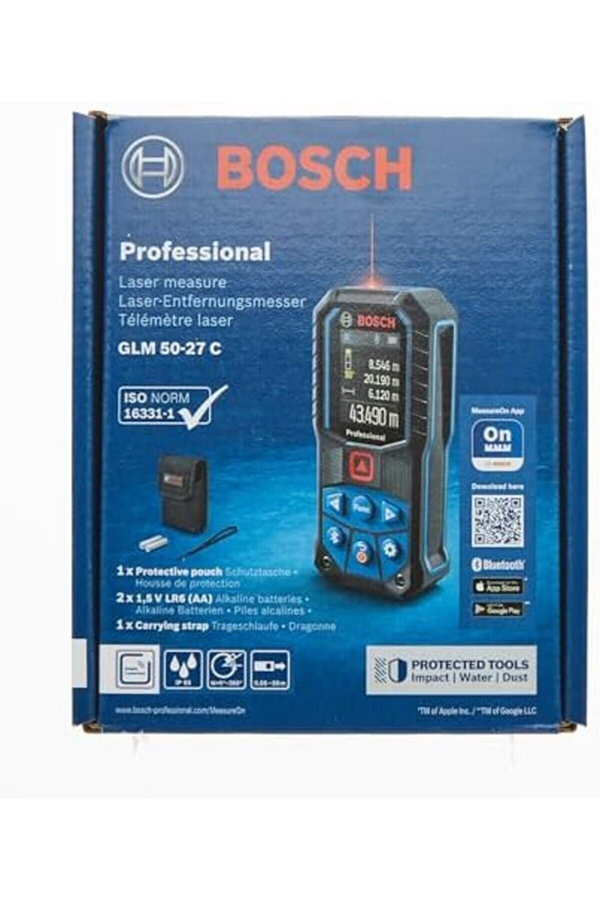 Professi̇onal Glm 50-27 C Lazerli̇ Uzaklık Ölçer (50M Ölçme Alanı, 4 Sn. Ölçme Süresi̇, 2 X Aa Pi̇l, Ip
