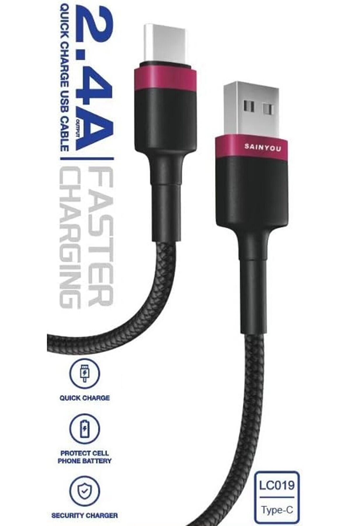 2.4A Super Hızlı Type C Aaa+ Kali̇te Hasır Şarj Ve Kablosu Lc019 Type C 1014773