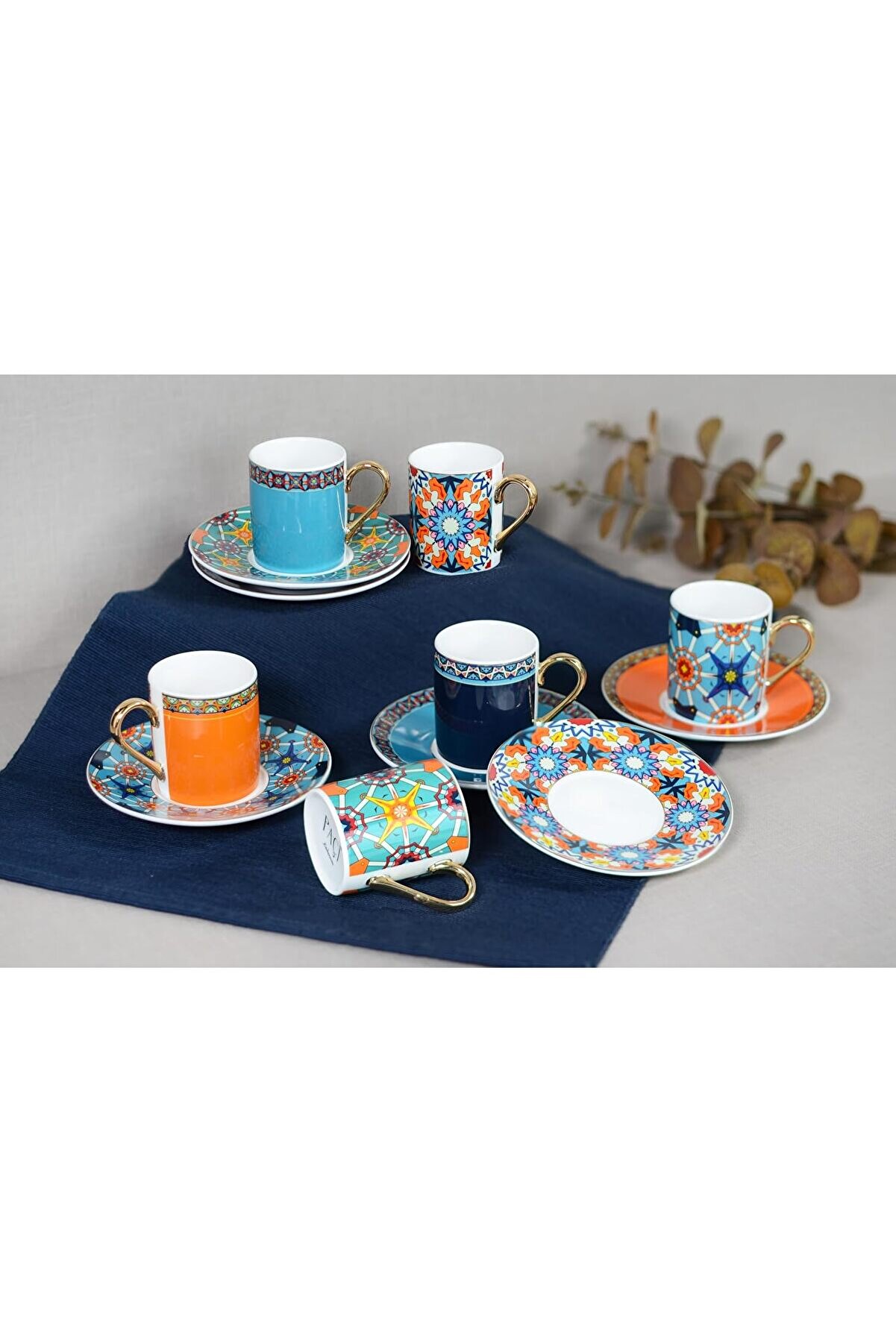 STOREMAX Avangart Serisi Etnik Desenli 6'lı T&uuml;rk Kahvesi Fincanı Seti 1014773