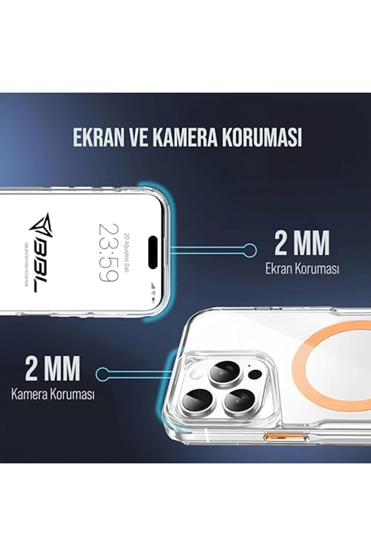 İphone İle Uyumlu Şeffaf Sert Mi̇ka Sararmaz Renkli̇ Magsafe Kılıf (Turuncu, İphone 16 Pro Max) 11757