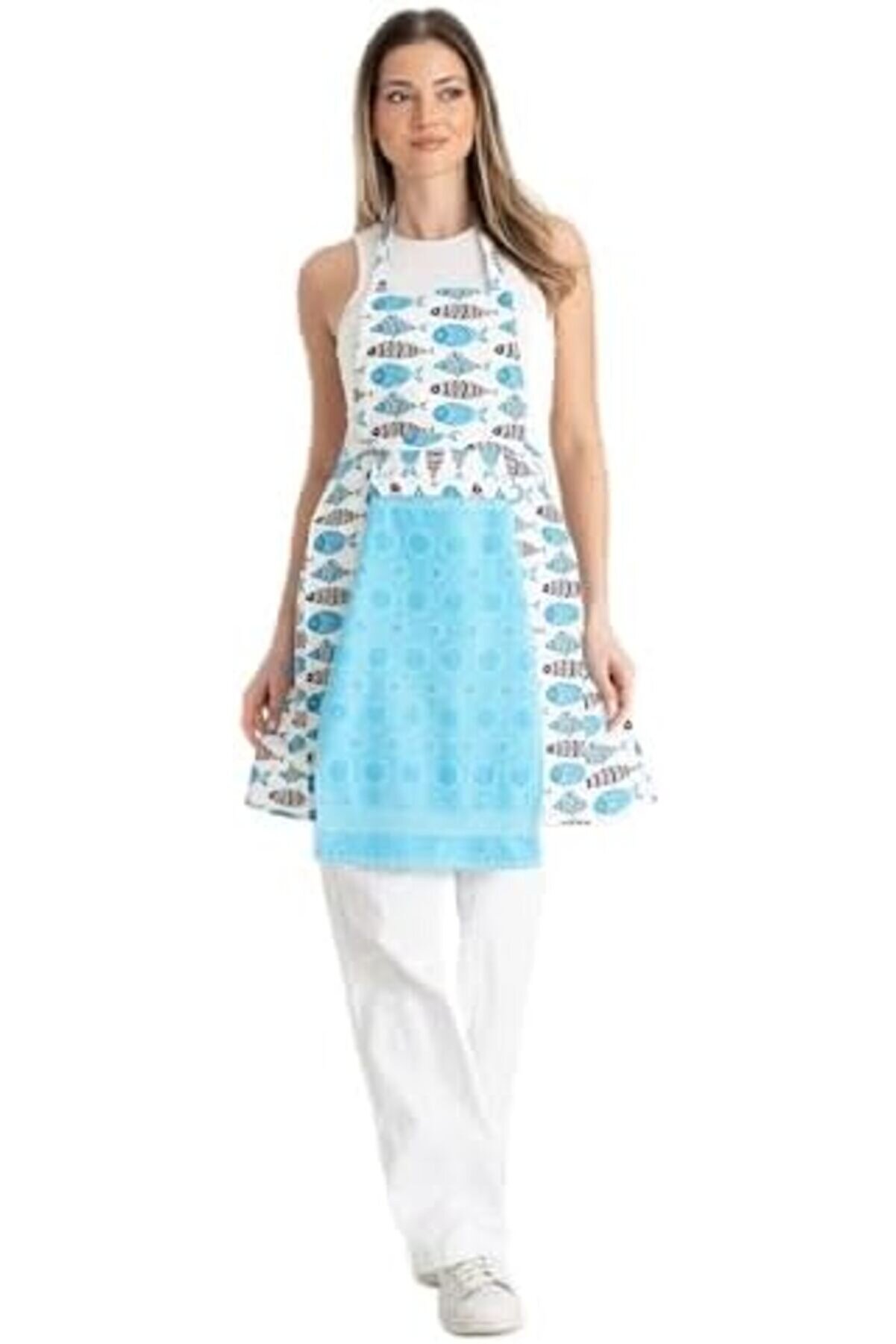 Mavi̇ Havlulu Su Geçi̇rmez Mutfak Önlüğü, Yeti̇şki̇nler İçi̇n Önlük, Erkekler Kadınlar İçi̇n Pi̇şi̇rme Önlük