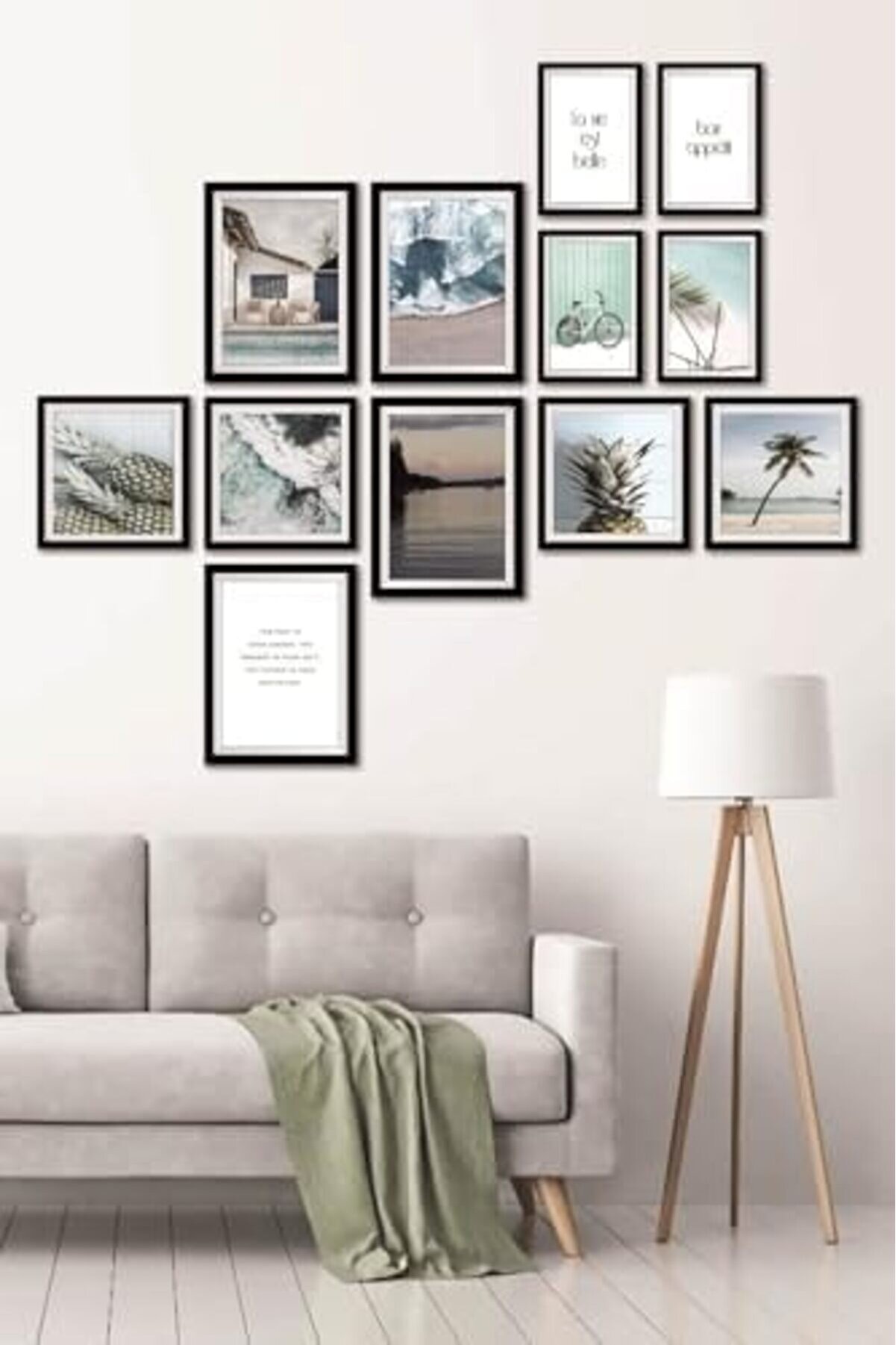 12 Parça Dekorati̇f Mdf Tablo Seti̇ Çerçeve Görünümlü Dekolıadkj