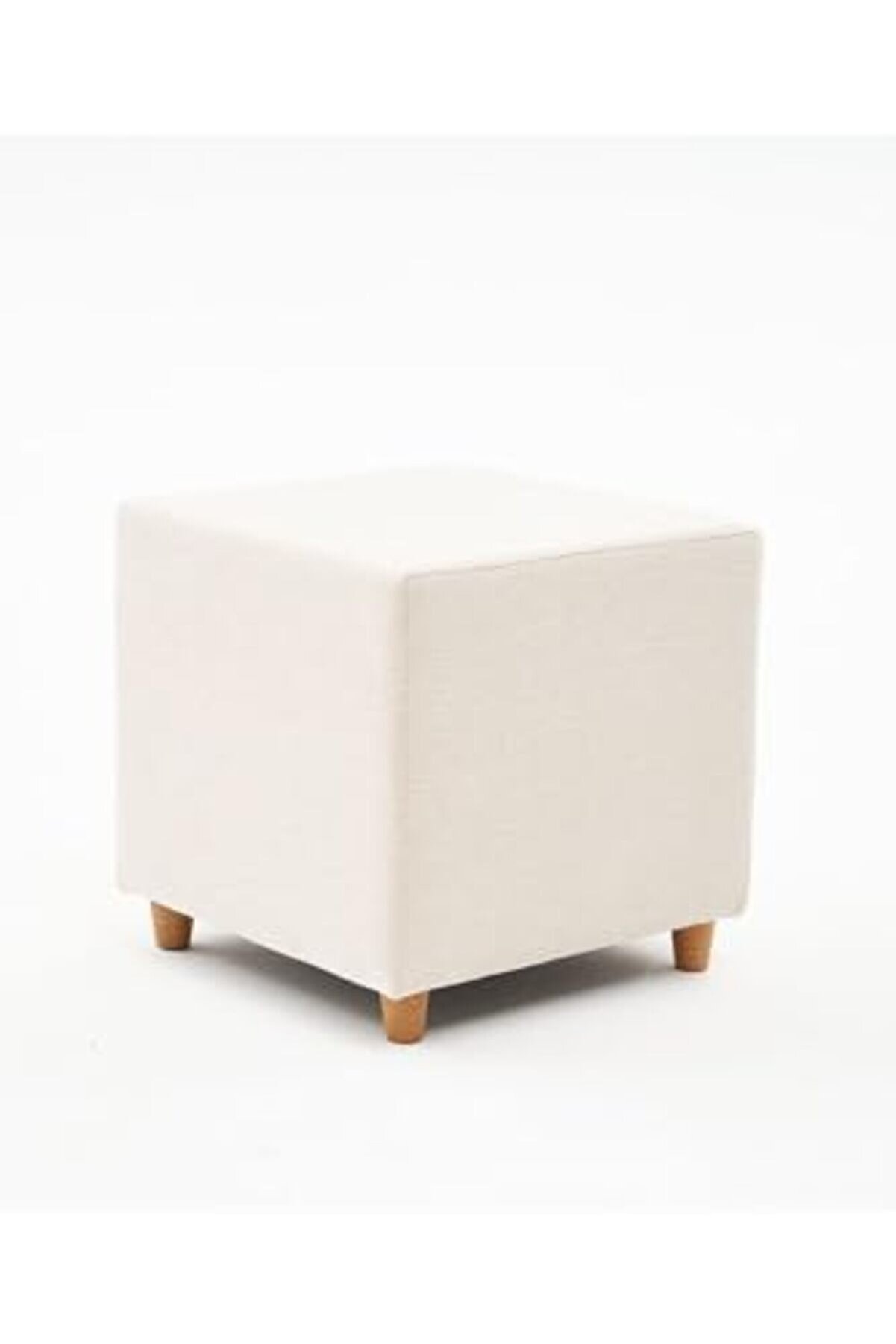Ranma Ahşap Ayaklı Puf - Krem 1014773
