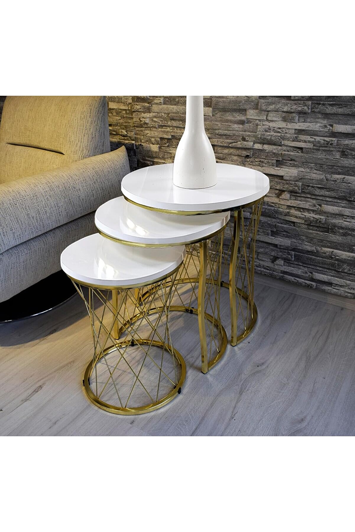 STOREMAX svngsphereshop LÜ Hasır Telli Beyaz Suntalam Gold Metal Ayak Zigon Sehpa Sehpa-takimi-zigon-sehba sv